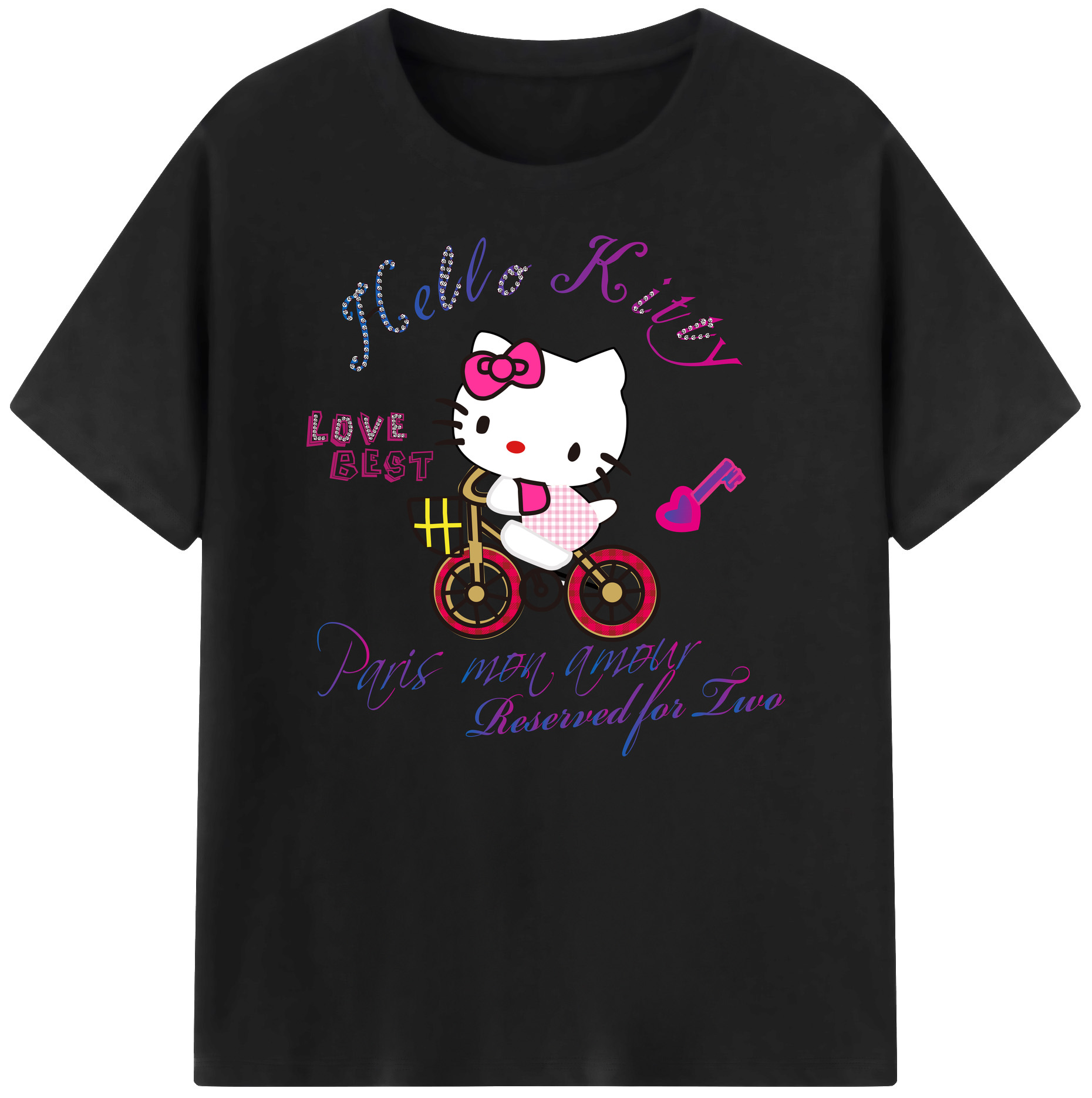 （画像用） Hello Kitty ハローキティ 綿100％ メンズ半袖Tシャツ｜肌触りやわらか＆通気性