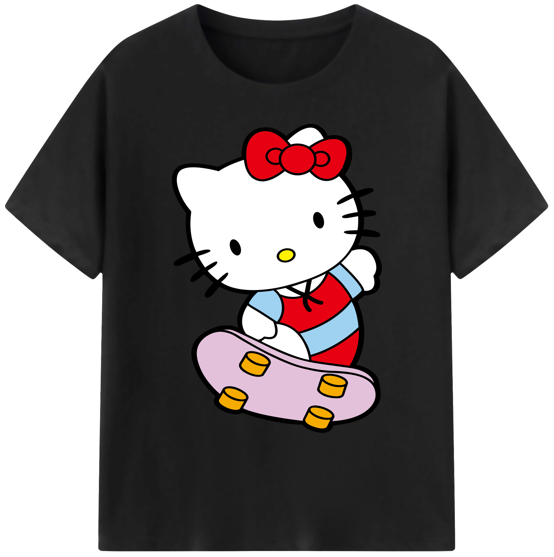 （画像用） Hello Kitty ハローキティ 綿100％ メンズ半袖Tシャツ｜肌触りやわらか＆通気性