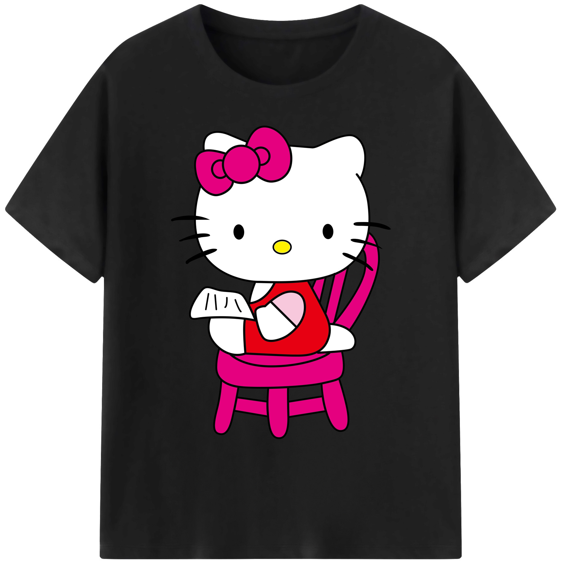 （画像用） Hello Kitty ハローキティ 綿100％ メンズ半袖Tシャツ｜肌触りやわらか＆通気性