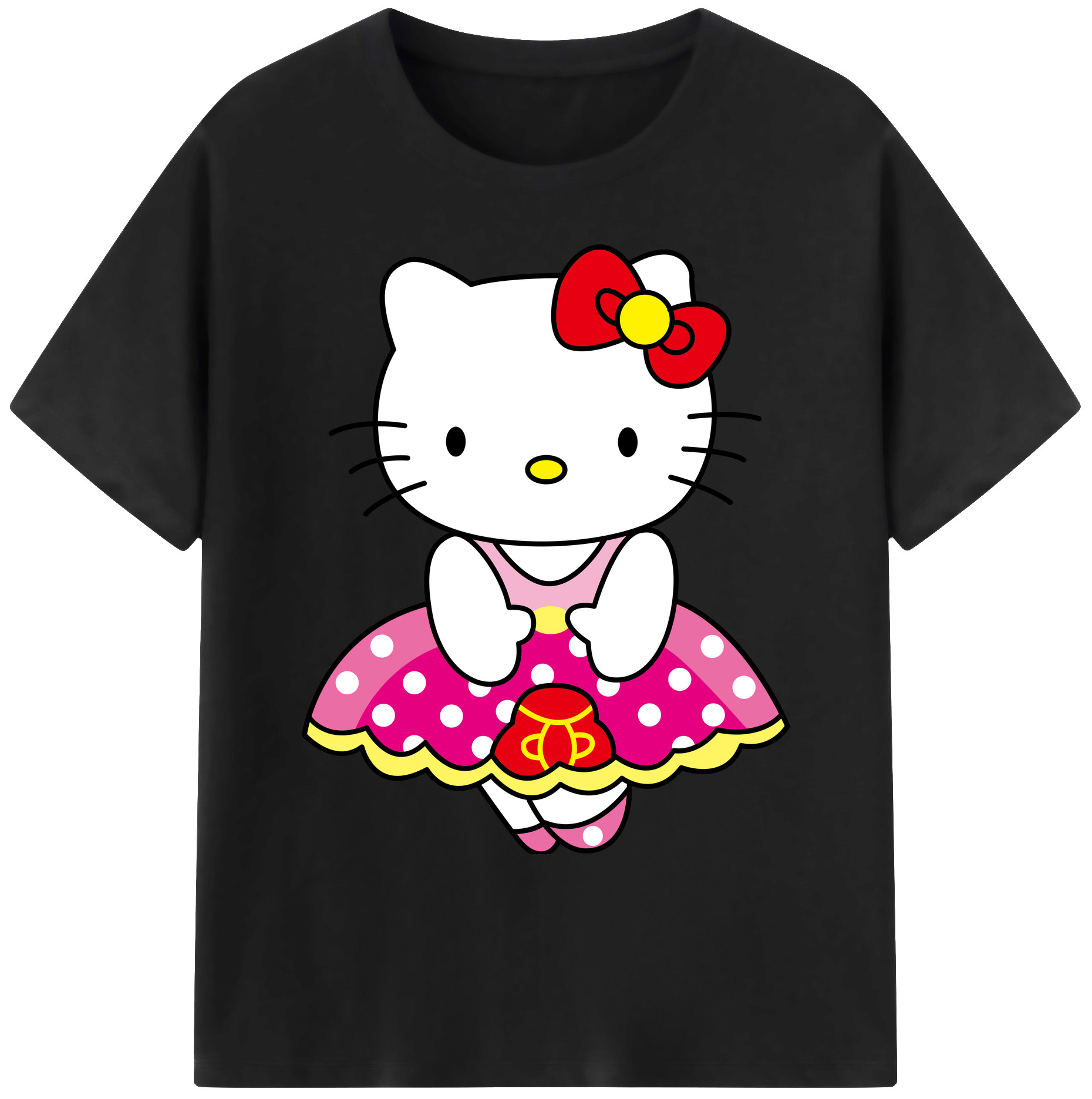 （画像用） Hello Kitty ハローキティ 綿100％ メンズ半袖Tシャツ｜肌触りやわらか＆通気性