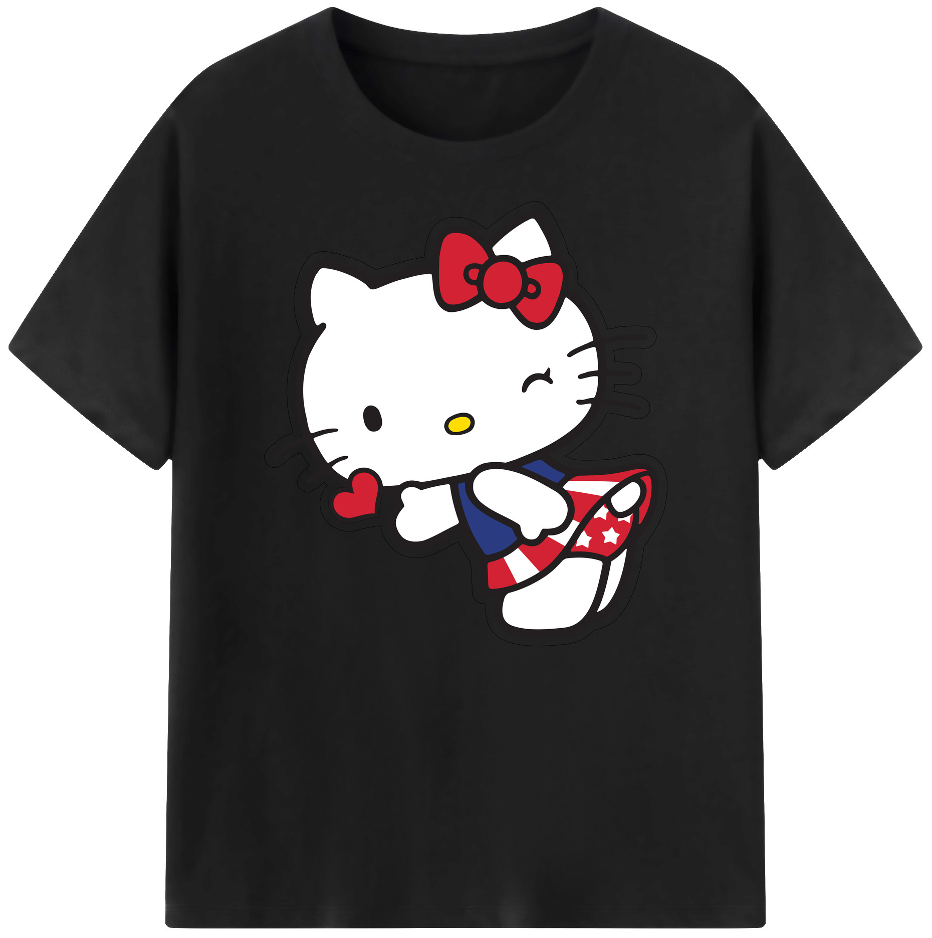 （画像用） Hello Kitty ハローキティ 綿100％ メンズ半袖Tシャツ｜肌触りやわらか＆通気性