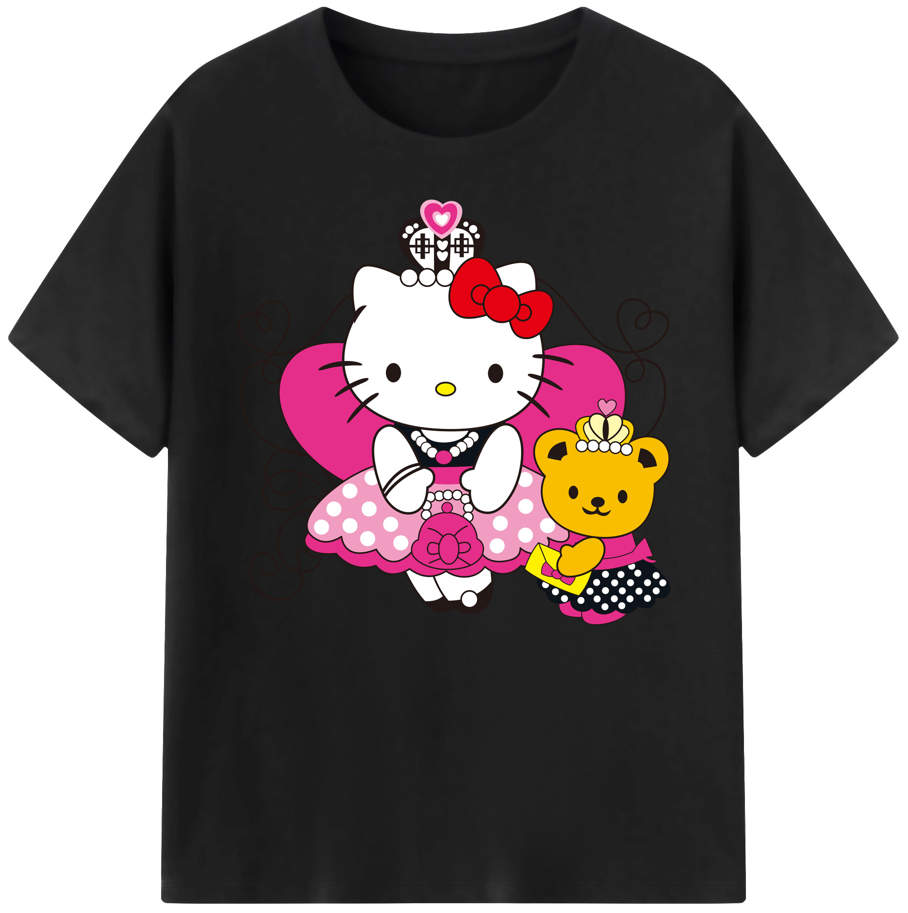 （画像用） Hello Kitty ハローキティ 綿100％ メンズ半袖Tシャツ｜肌触りやわらか＆通気性