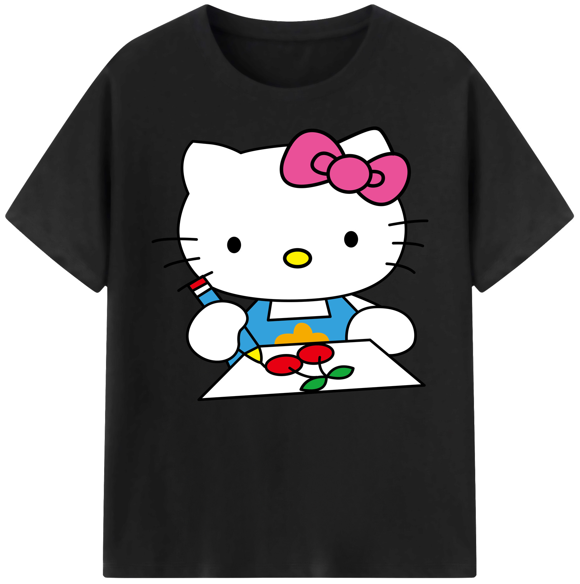（画像用） Hello Kitty ハローキティ 綿100％ メンズ半袖Tシャツ｜肌触りやわらか＆通気性