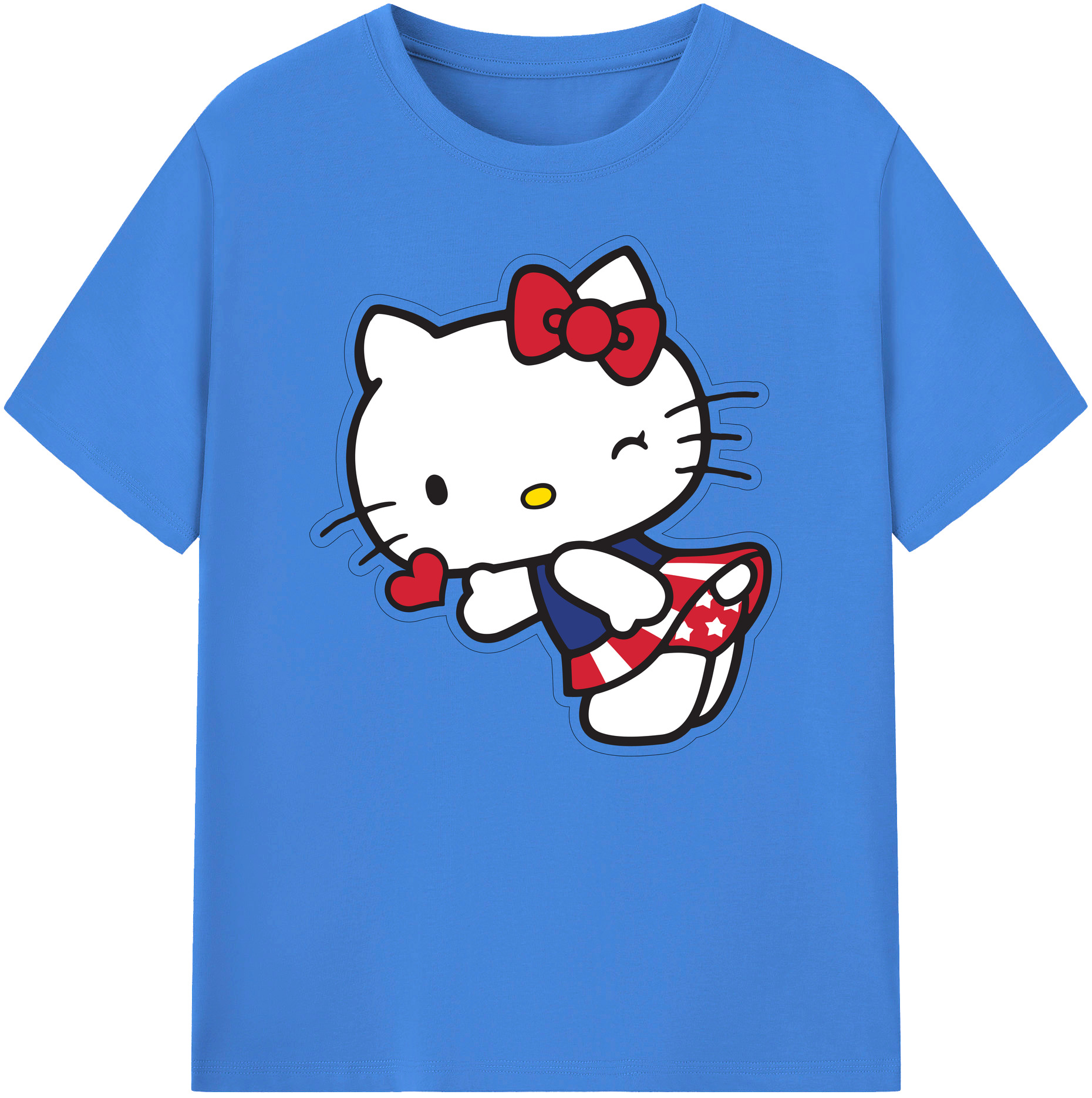 （画像用） Hello Kitty ハローキティ 綿100％ メンズ半袖Tシャツ｜肌触りやわらか＆通気性