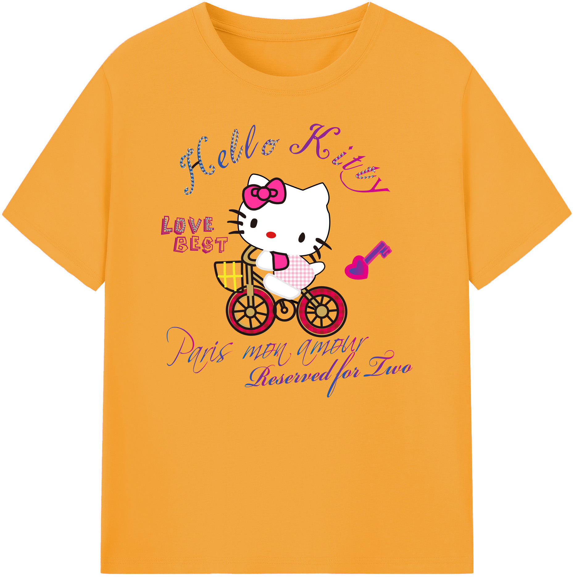 （画像用） Hello Kitty ハローキティ 綿100％ メンズ半袖Tシャツ｜肌触りやわらか＆通気性
