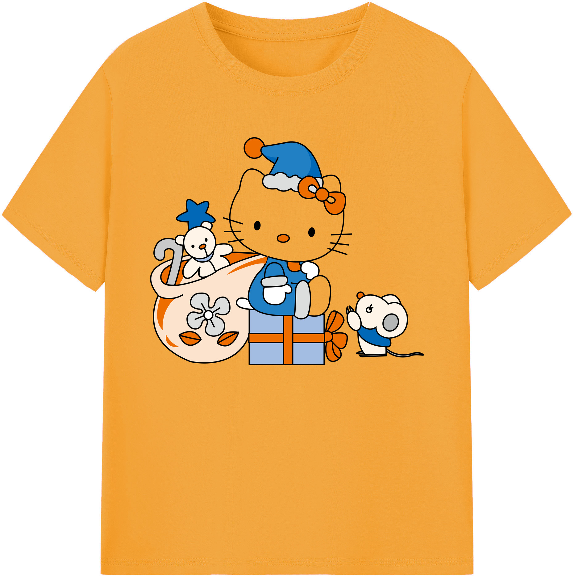 （画像用） Hello Kitty ハローキティ 綿100％ メンズ半袖Tシャツ｜肌触りやわらか＆通気性