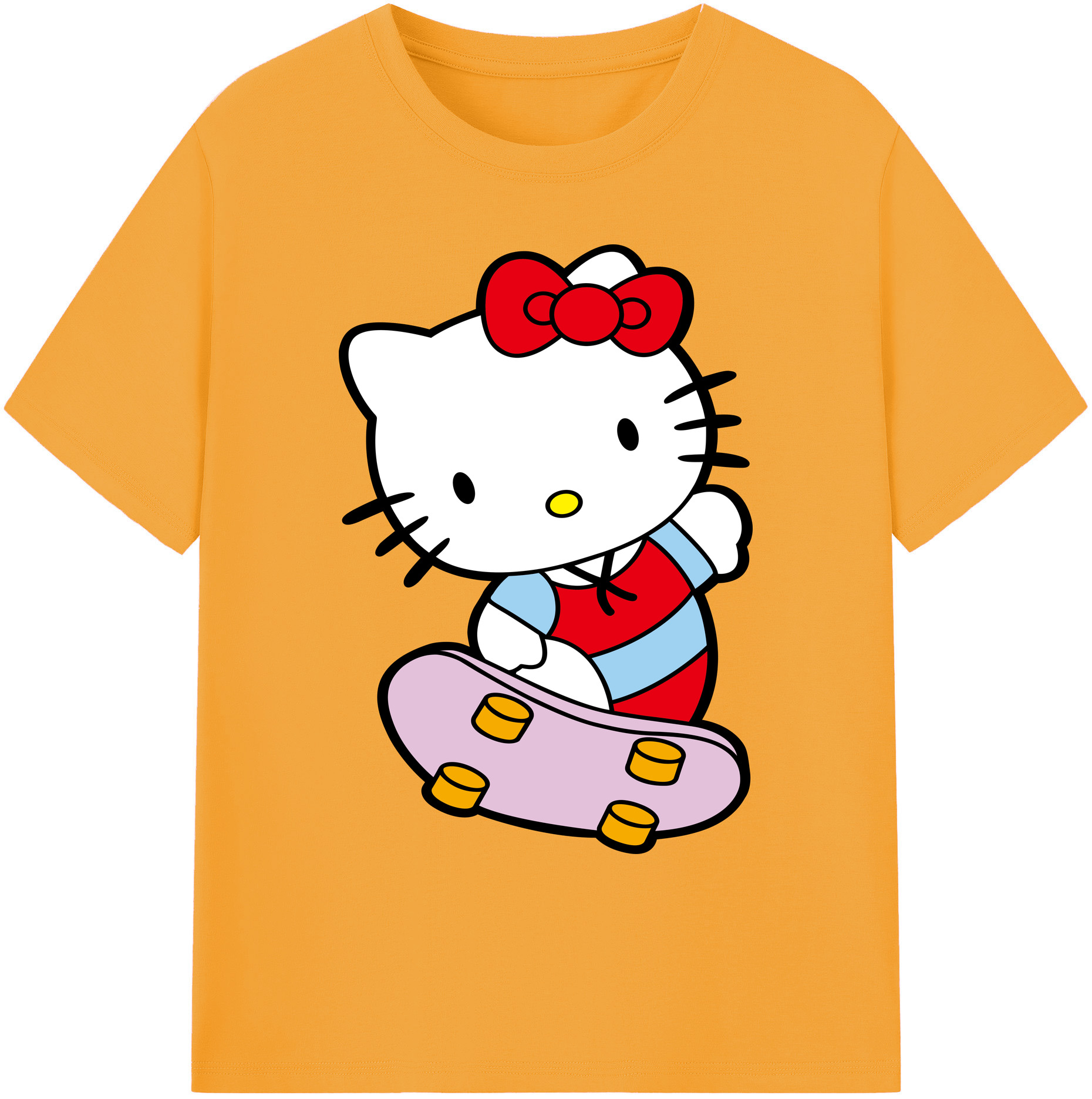 （画像用） Hello Kitty ハローキティ 綿100％ メンズ半袖Tシャツ｜肌触りやわらか＆通気性