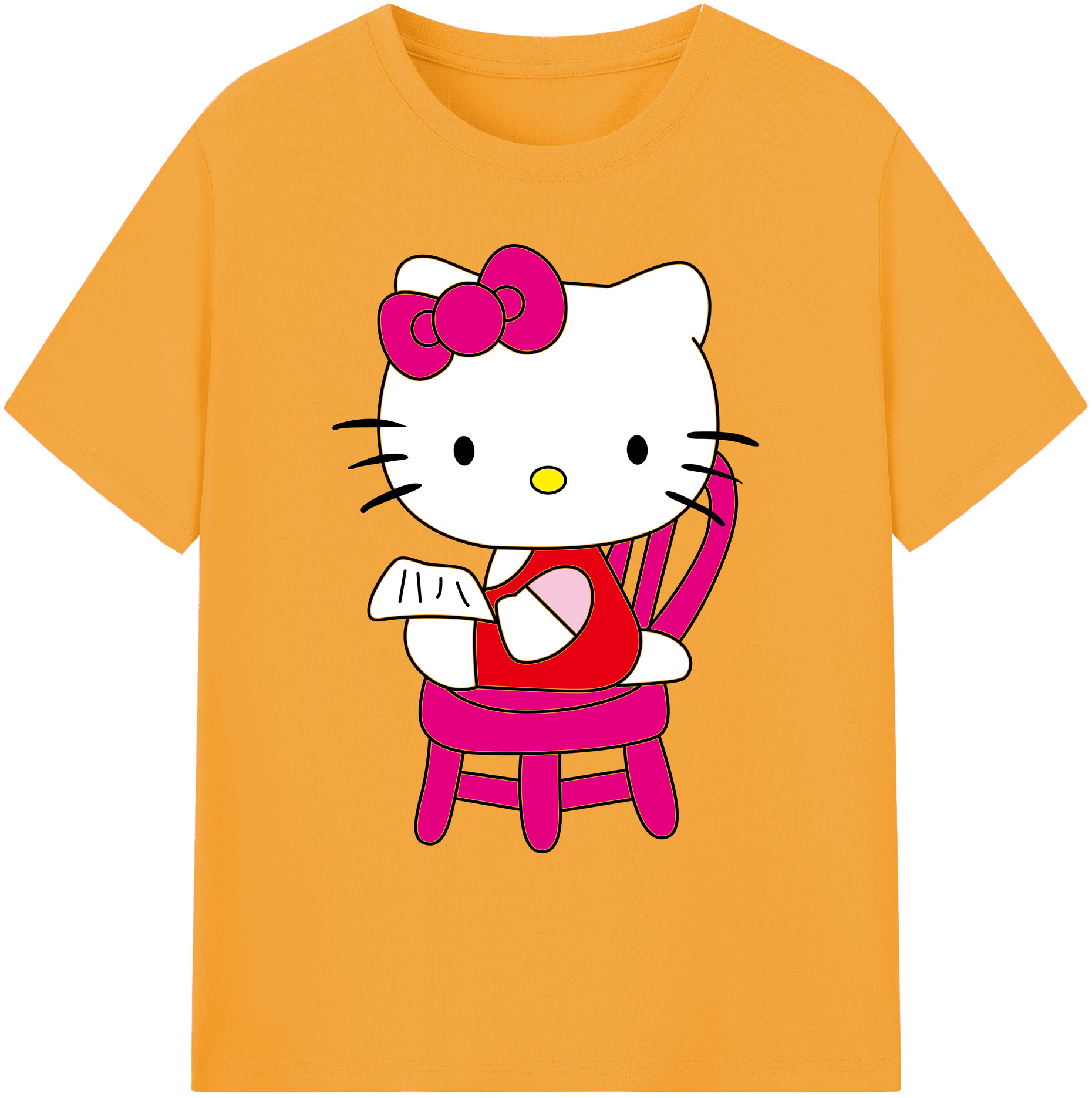 （画像用） Hello Kitty ハローキティ 綿100％ メンズ半袖Tシャツ｜肌触りやわらか＆通気性