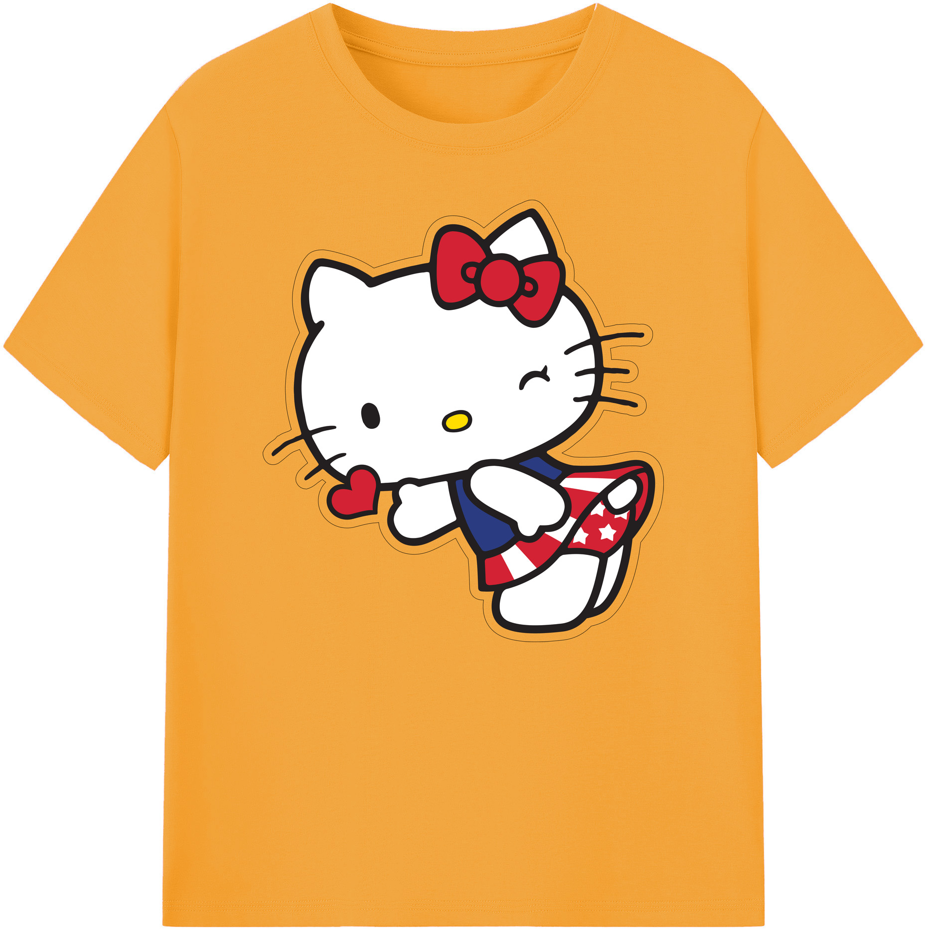 （画像用） Hello Kitty ハローキティ 綿100％ メンズ半袖Tシャツ｜肌触りやわらか＆通気性