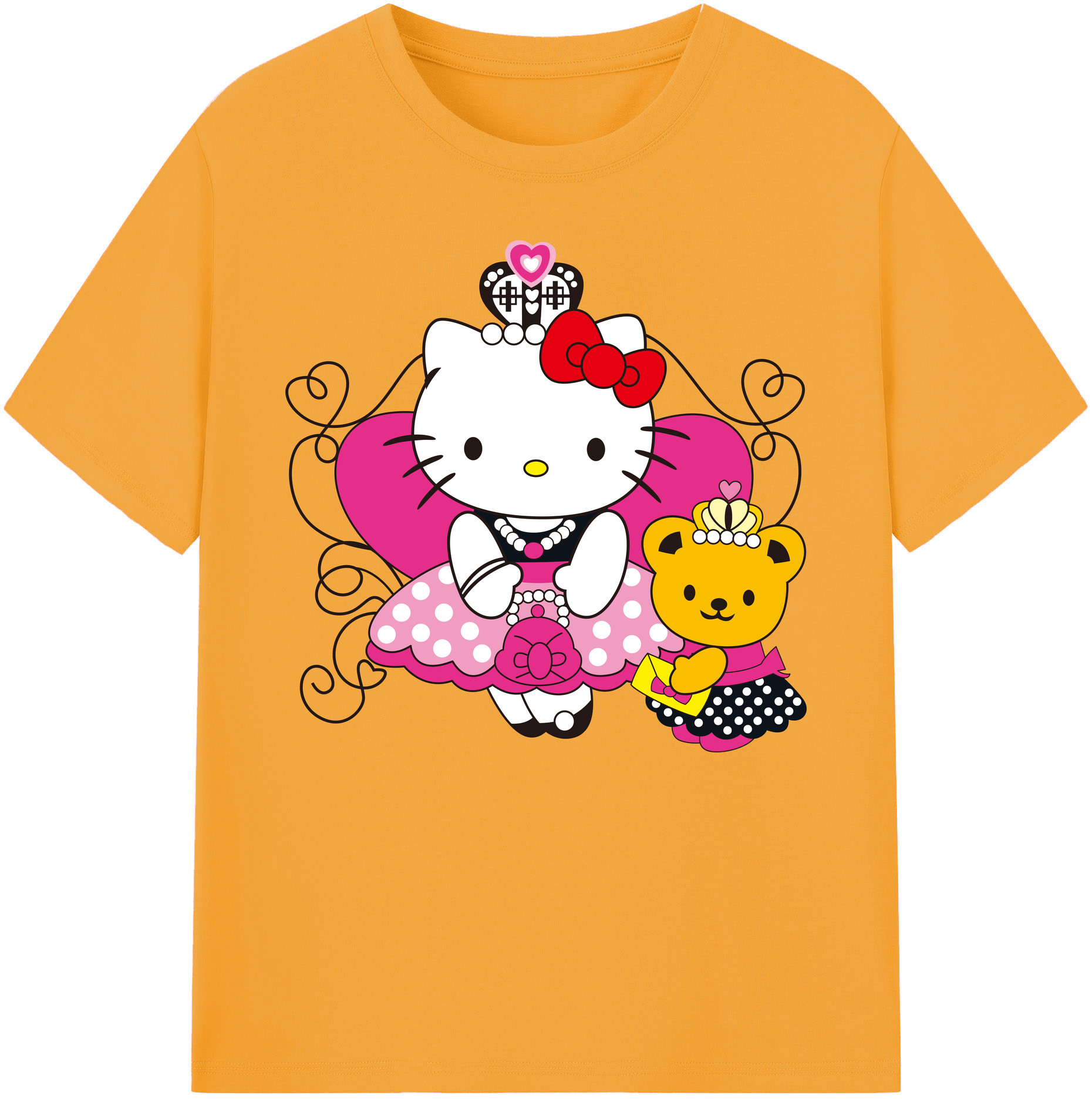 （画像用） Hello Kitty ハローキティ 綿100％ メンズ半袖Tシャツ｜肌触りやわらか＆通気性