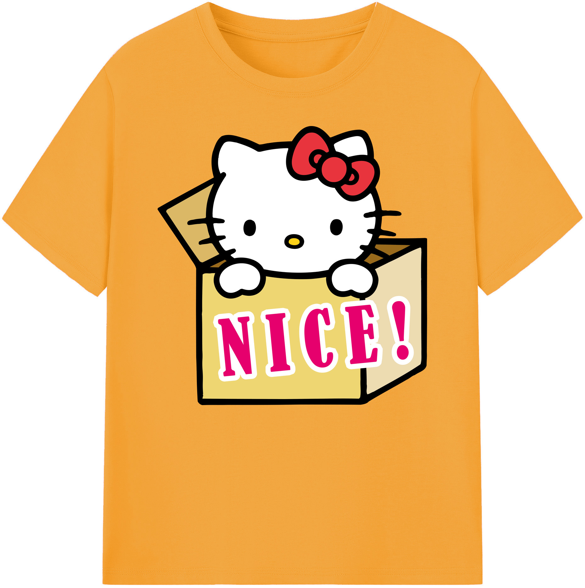（画像用） Hello Kitty ハローキティ 綿100％ メンズ半袖Tシャツ｜肌触りやわらか＆通気性