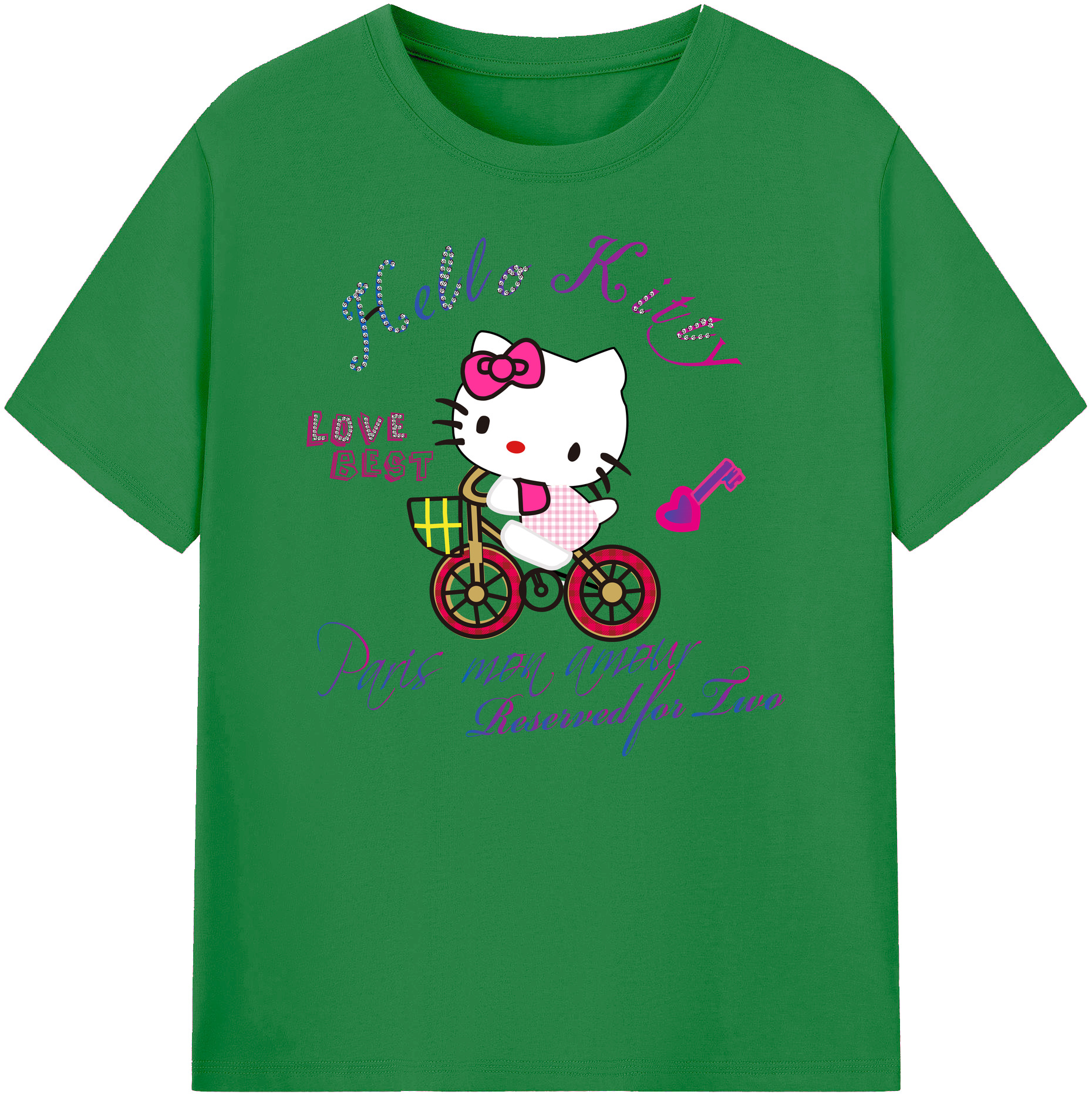 （画像用） Hello Kitty ハローキティ 綿100％ メンズ半袖Tシャツ｜肌触りやわらか＆通気性