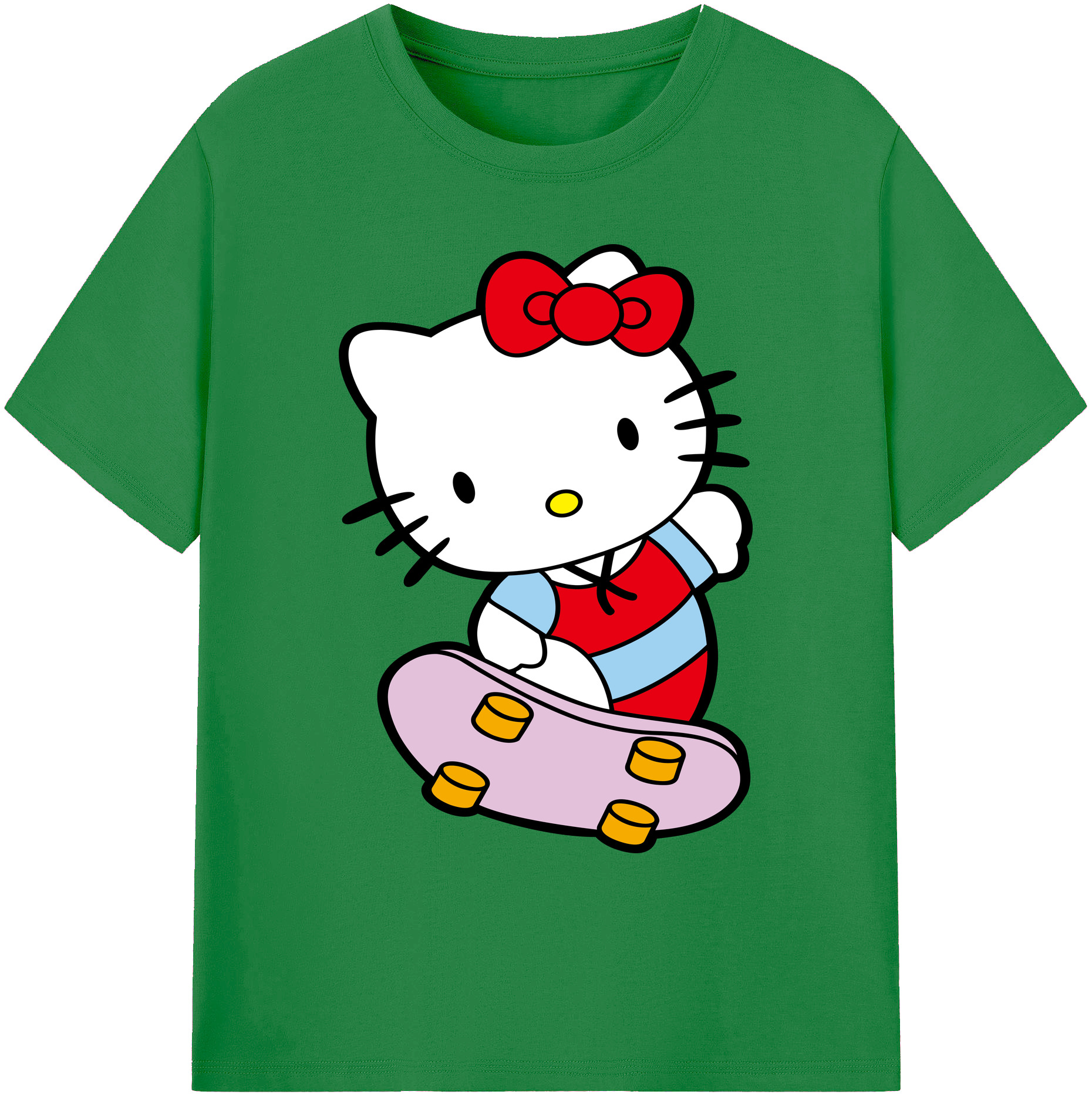 （画像用） Hello Kitty ハローキティ 綿100％ メンズ半袖Tシャツ｜肌触りやわらか＆通気性