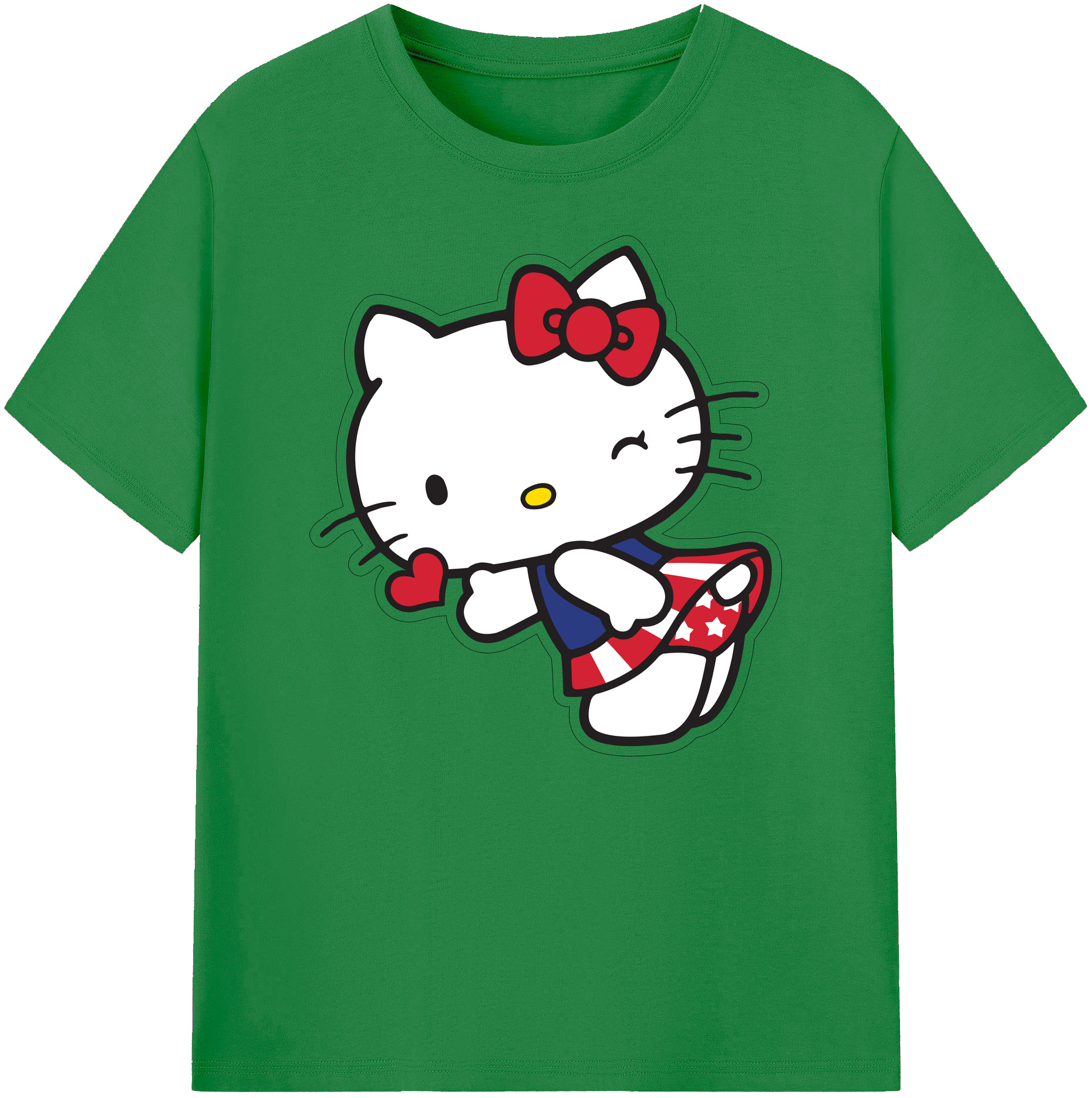 （画像用） Hello Kitty ハローキティ 綿100％ メンズ半袖Tシャツ｜肌触りやわらか＆通気性
