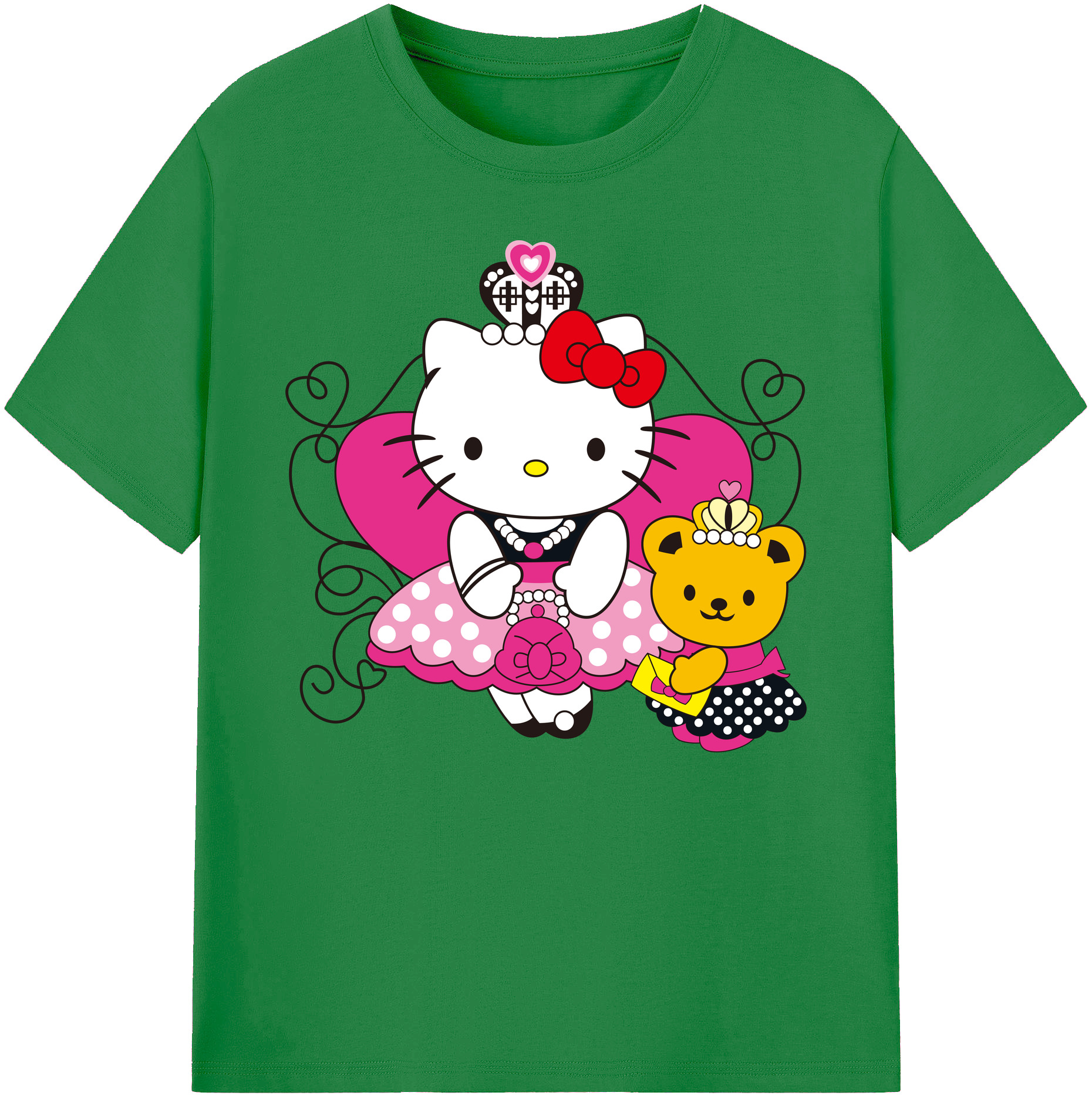（画像用） Hello Kitty ハローキティ 綿100％ メンズ半袖Tシャツ｜肌触りやわらか＆通気性