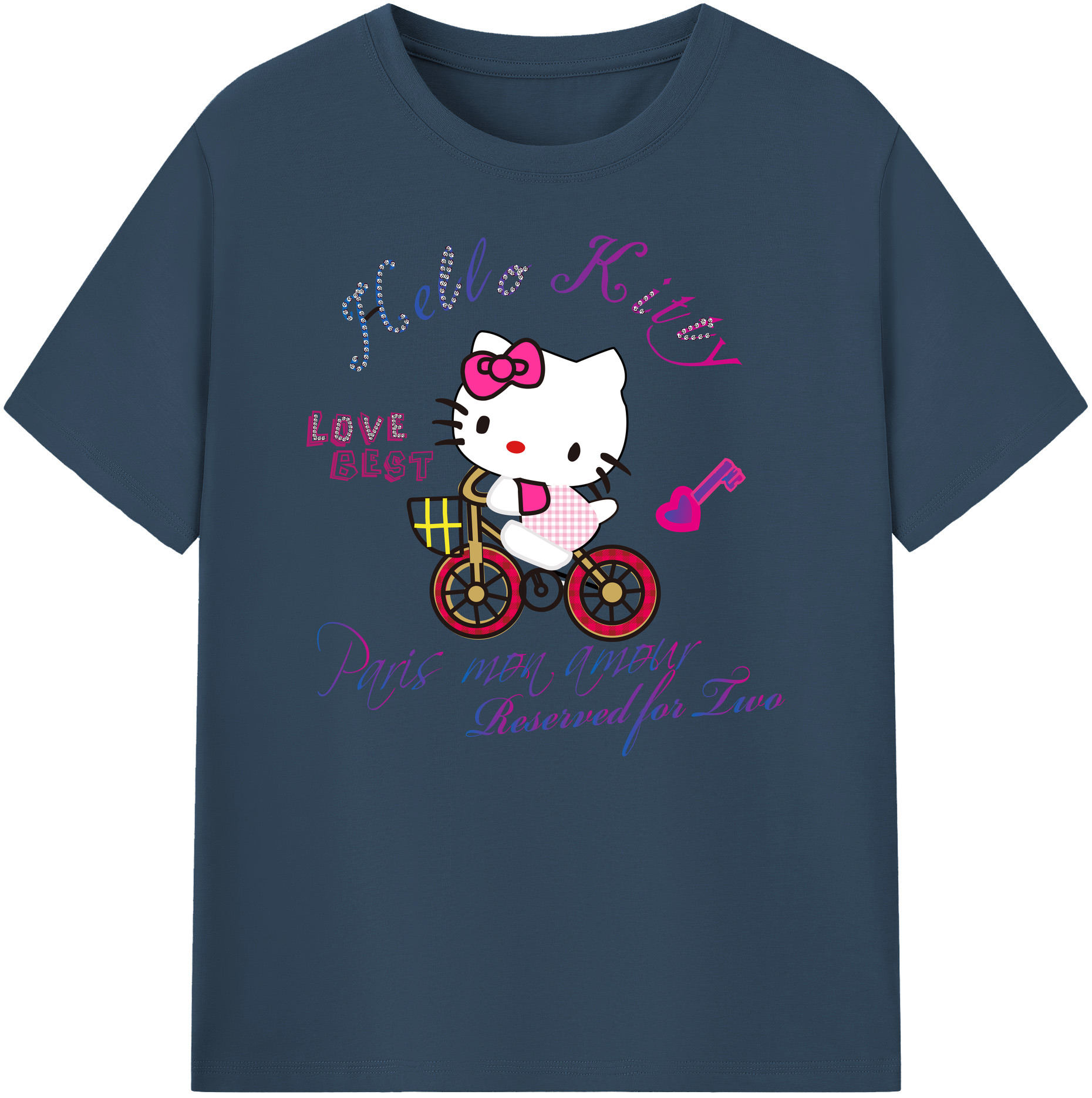 （画像用） Hello Kitty ハローキティ 綿100％ メンズ半袖Tシャツ｜肌触りやわらか＆通気性
