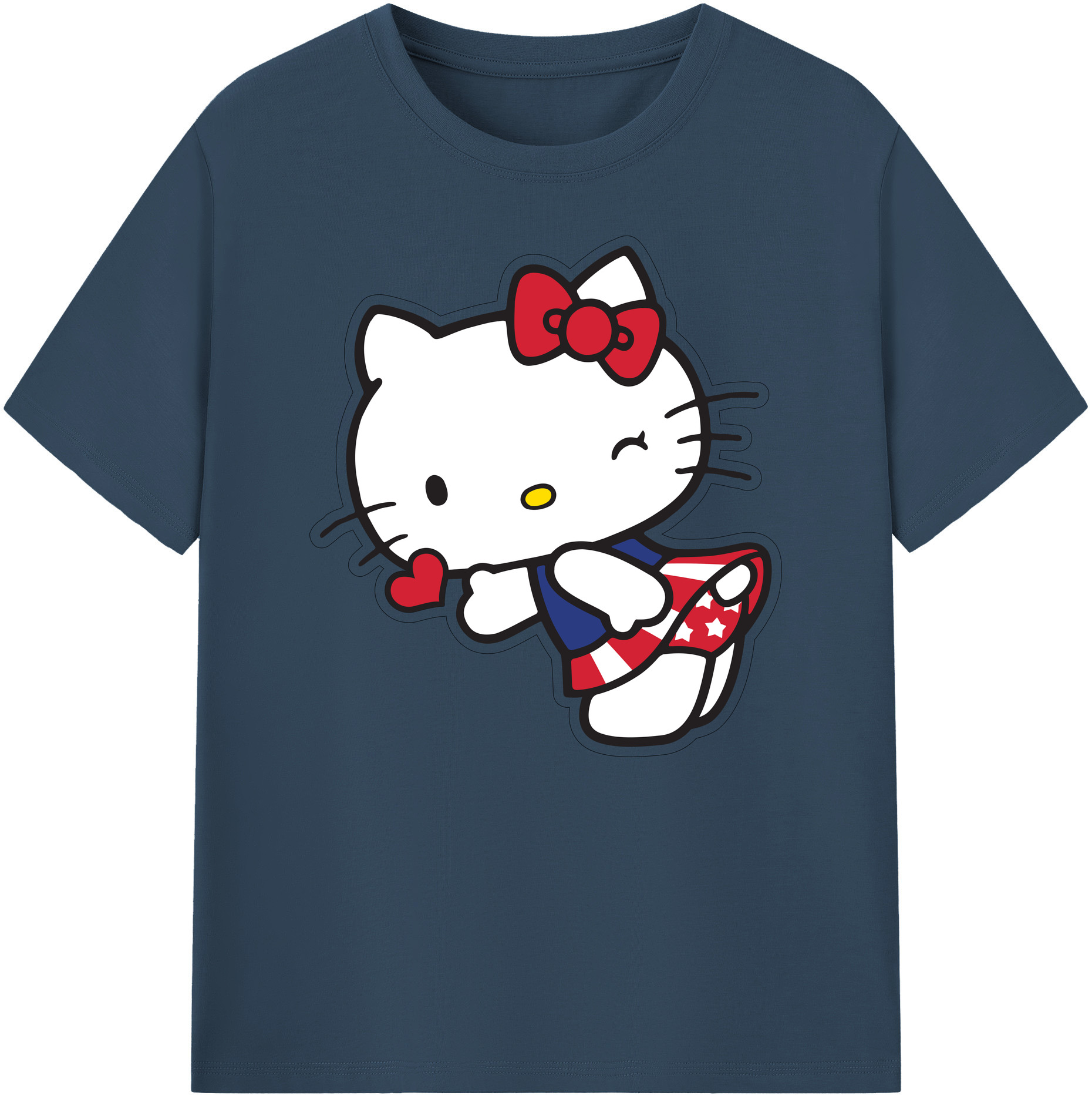 （画像用） Hello Kitty ハローキティ 綿100％ メンズ半袖Tシャツ｜肌触りやわらか＆通気性