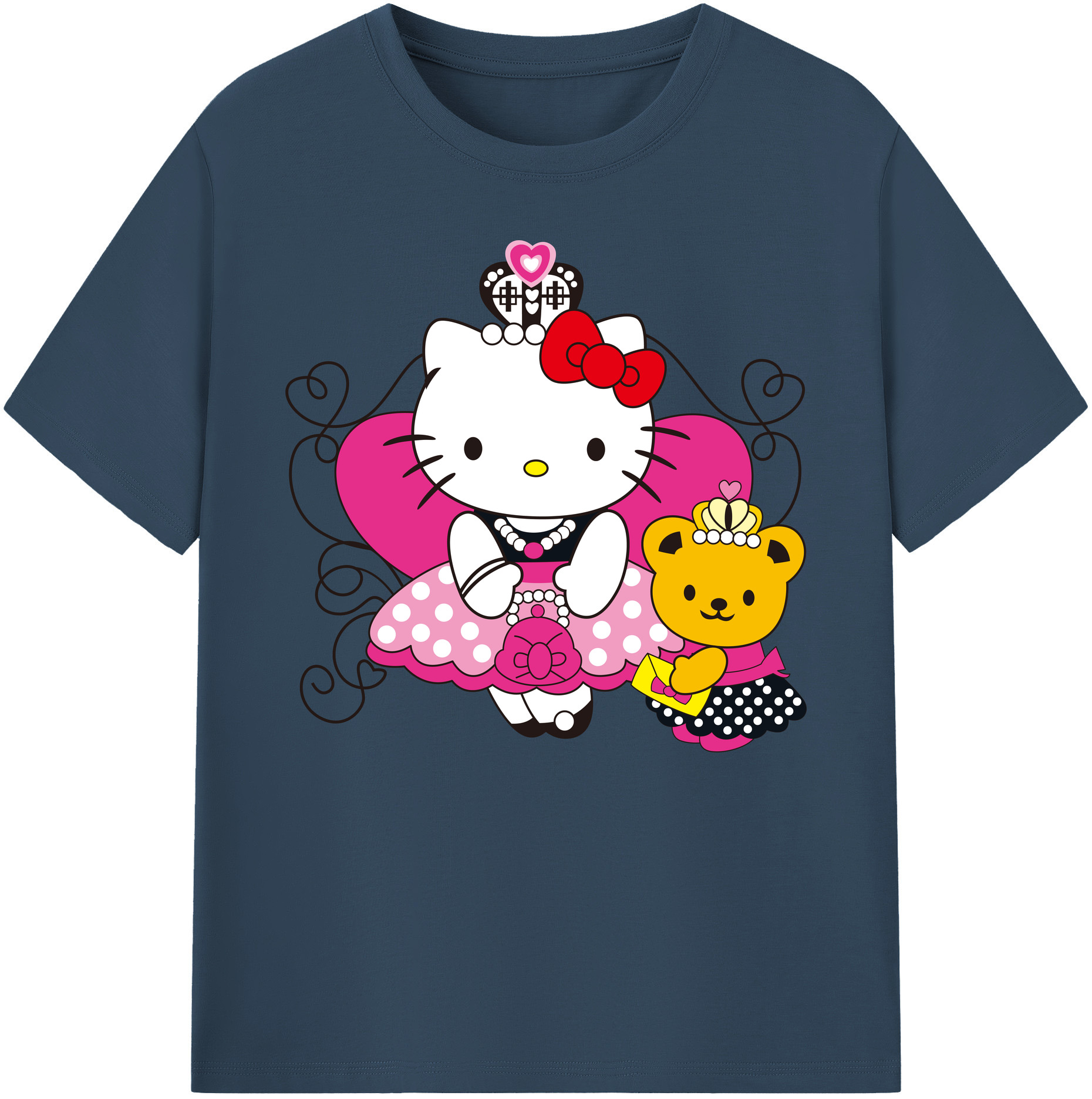 （画像用） Hello Kitty ハローキティ 綿100％ メンズ半袖Tシャツ｜肌触りやわらか＆通気性