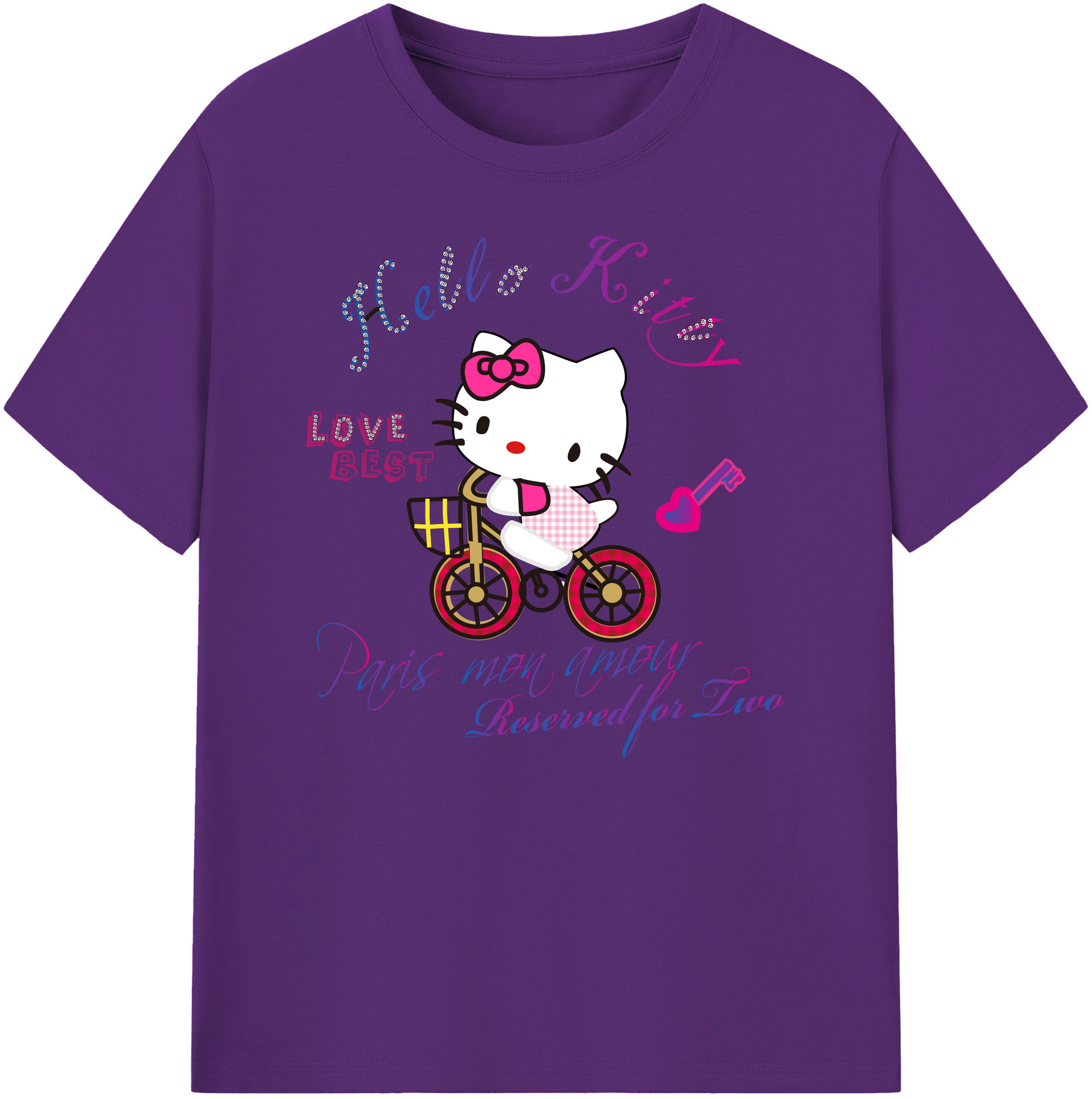 （画像用） Hello Kitty ハローキティ 綿100％ メンズ半袖Tシャツ｜肌触りやわらか＆通気性