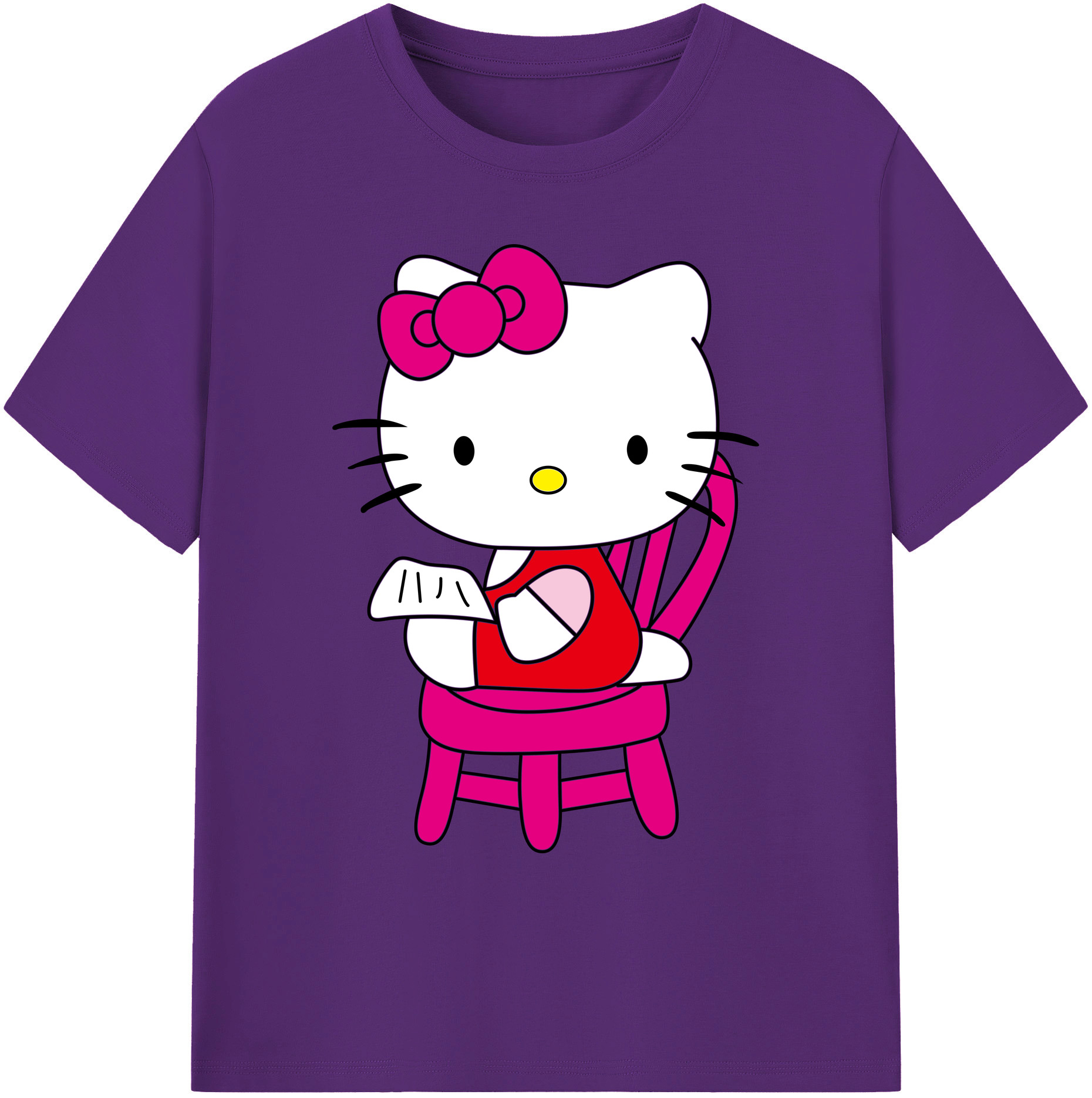 （画像用） Hello Kitty ハローキティ 綿100％ メンズ半袖Tシャツ｜肌触りやわらか＆通気性