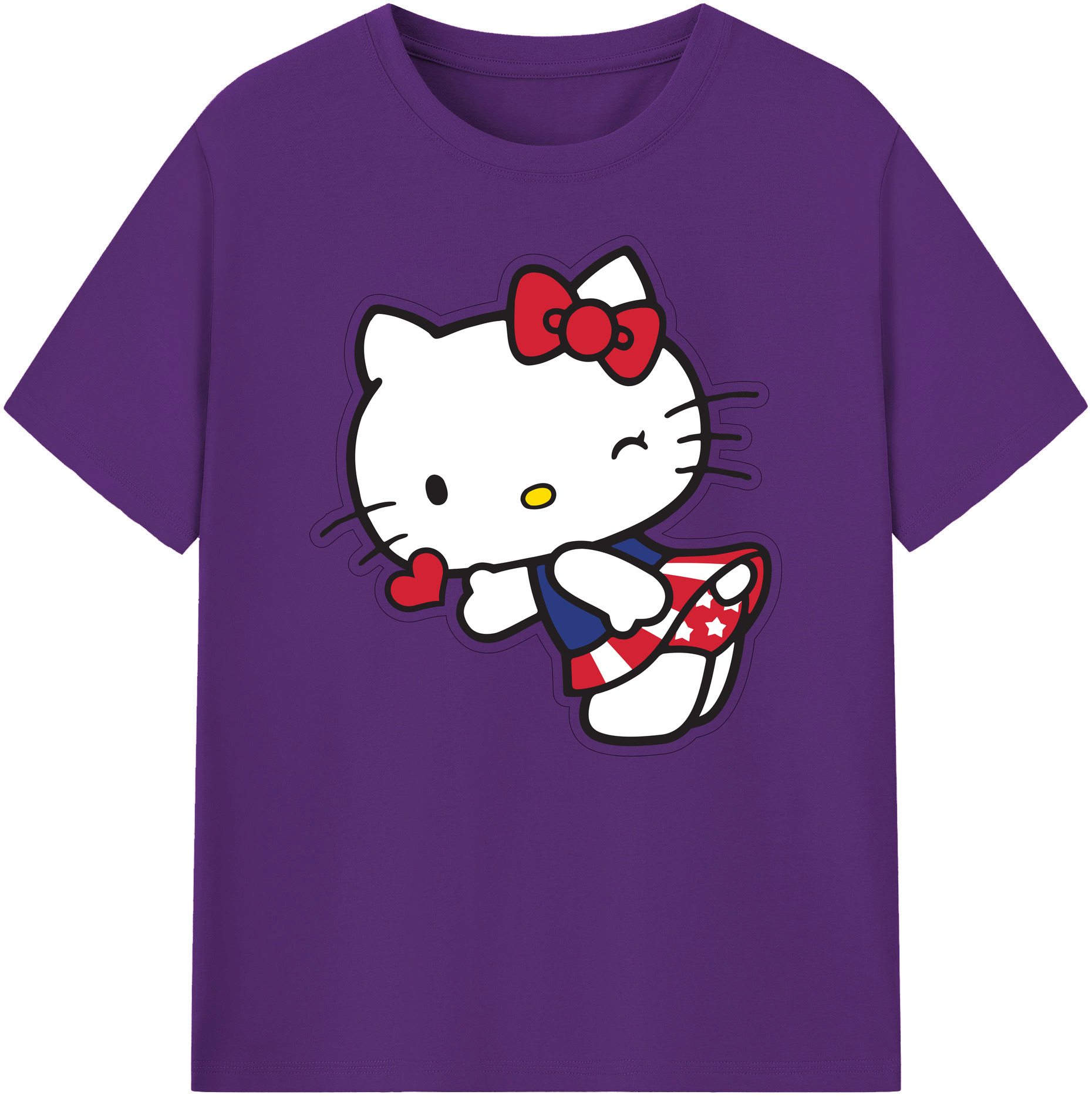 （画像用） Hello Kitty ハローキティ 綿100％ メンズ半袖Tシャツ｜肌触りやわらか＆通気性
