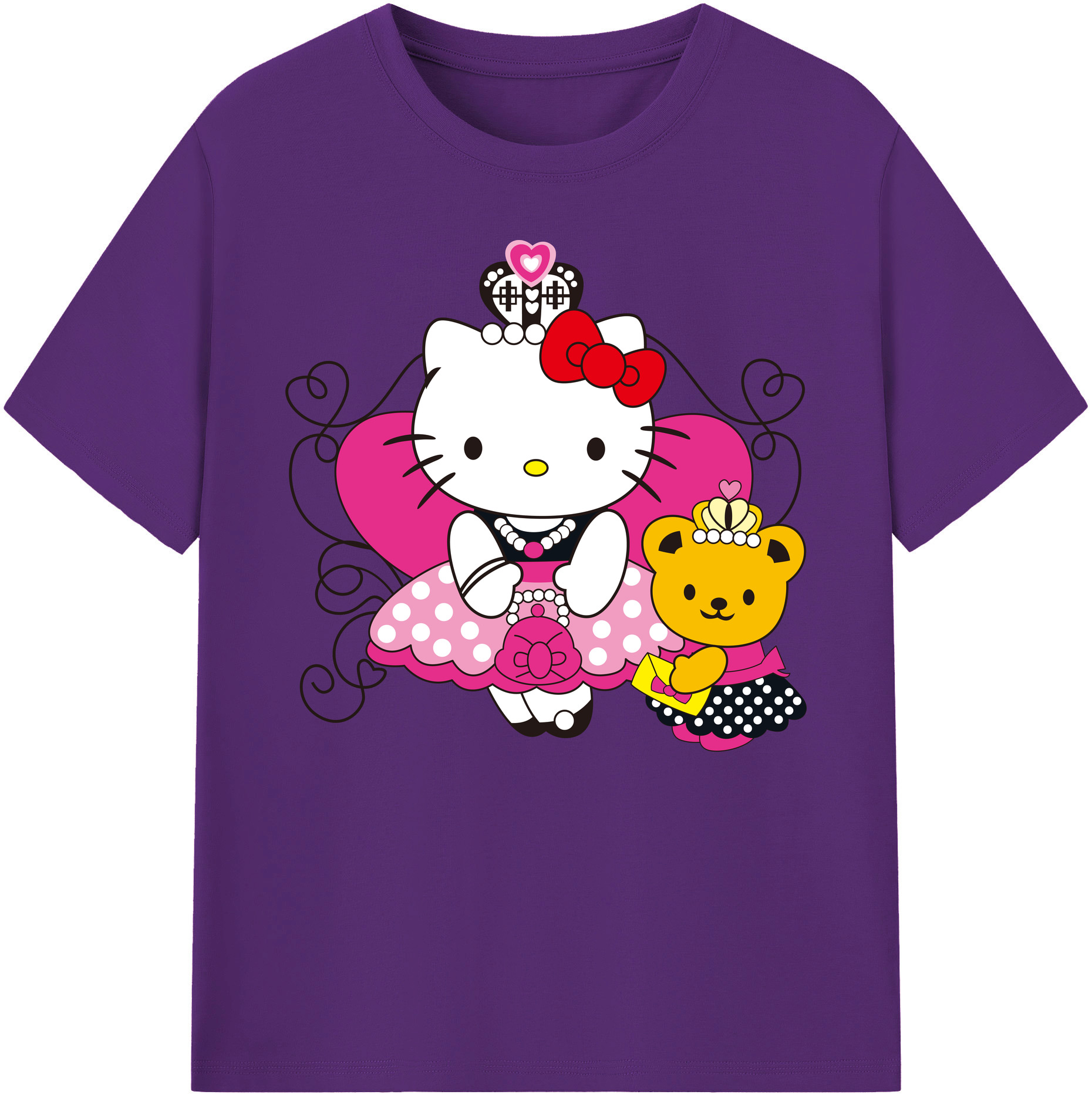 （画像用） Hello Kitty ハローキティ 綿100％ メンズ半袖Tシャツ｜肌触りやわらか＆通気性