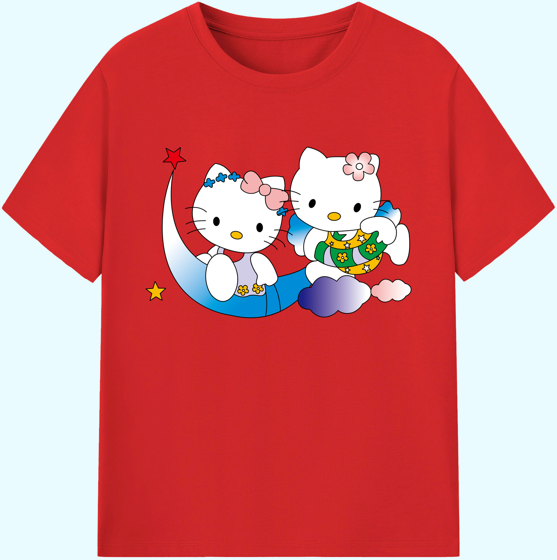 （画像用） Hello Kitty ハローキティ 綿100％ メンズ半袖Tシャツ｜肌触りやわらか＆通気性