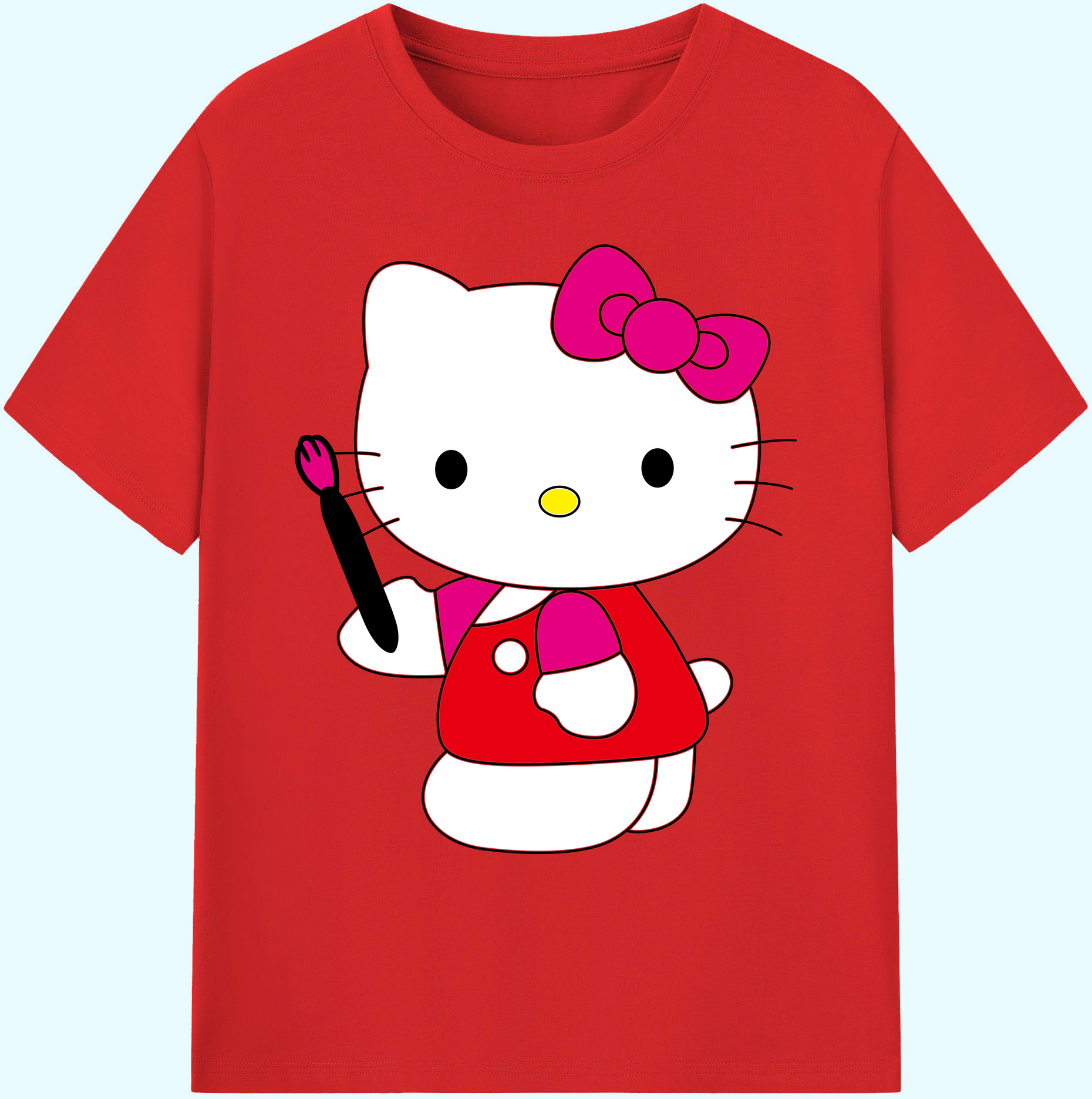（画像用） Hello Kitty ハローキティ 綿100％ メンズ半袖Tシャツ｜肌触りやわらか＆通気性
