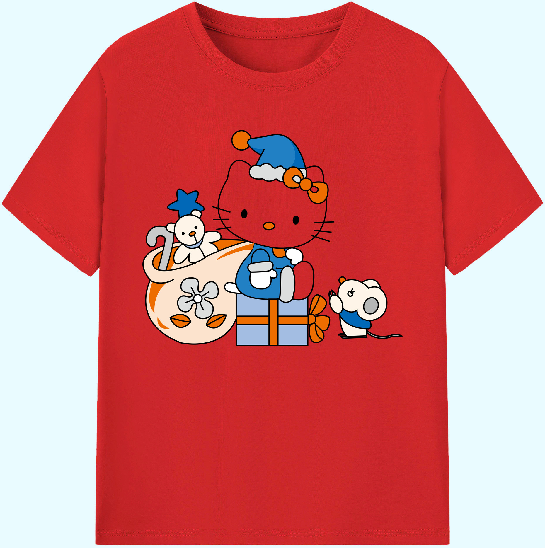 （画像用） Hello Kitty ハローキティ 綿100％ メンズ半袖Tシャツ｜肌触りやわらか＆通気性
