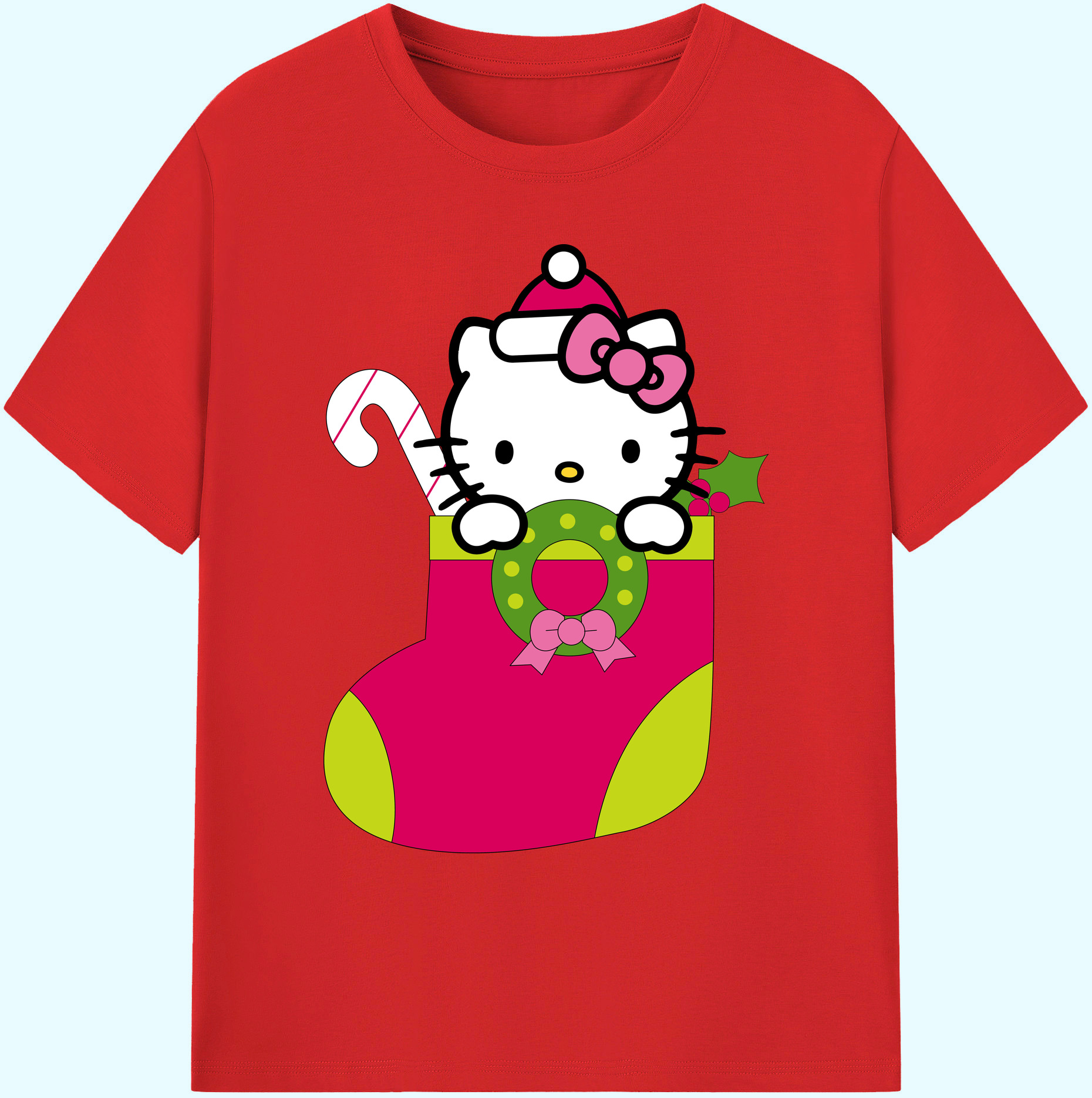 （画像用） Hello Kitty ハローキティ 綿100％ メンズ半袖Tシャツ｜肌触りやわらか＆通気性