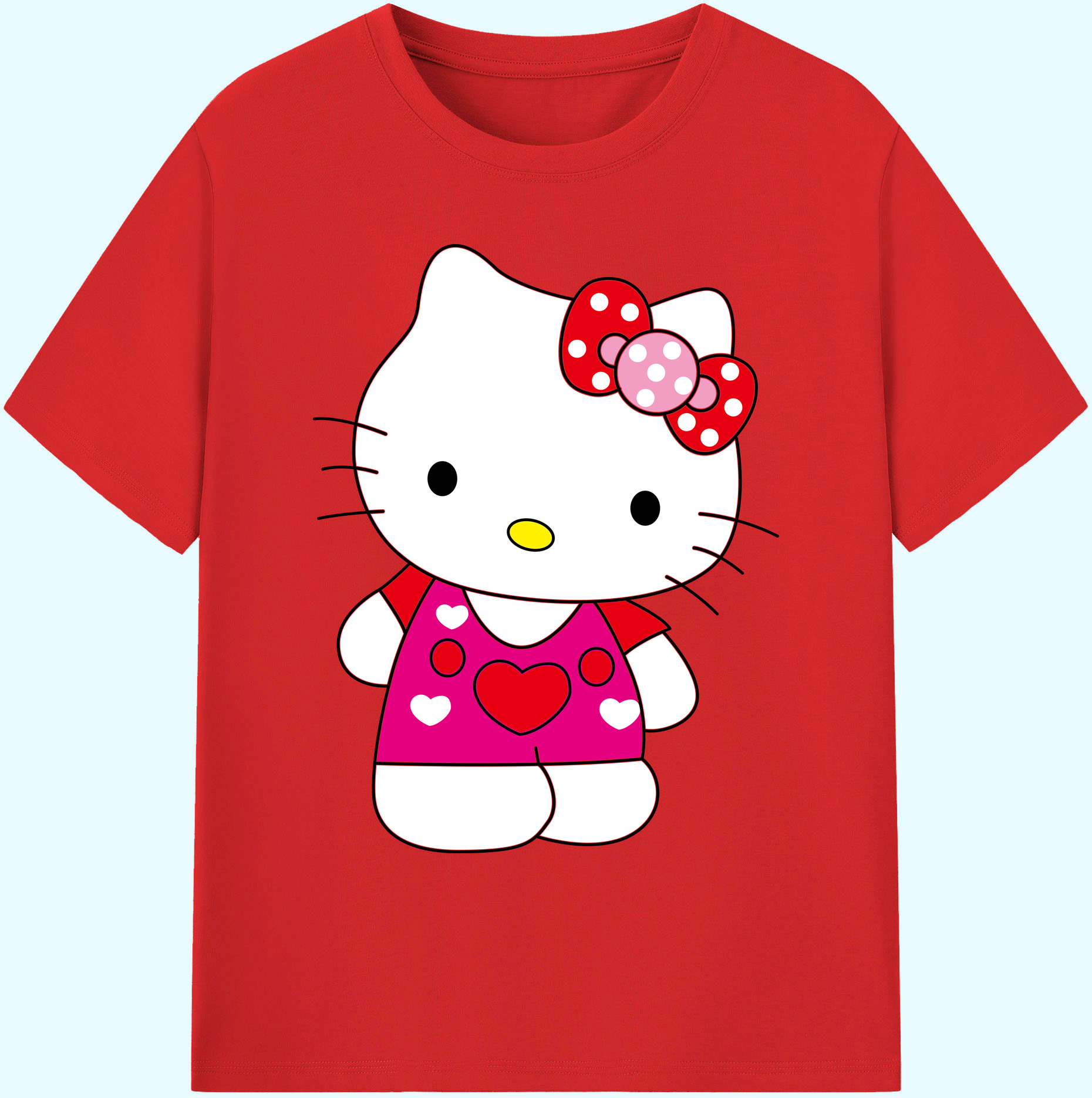 （画像用） Hello Kitty ハローキティ 綿100％ メンズ半袖Tシャツ｜肌触りやわらか＆通気性