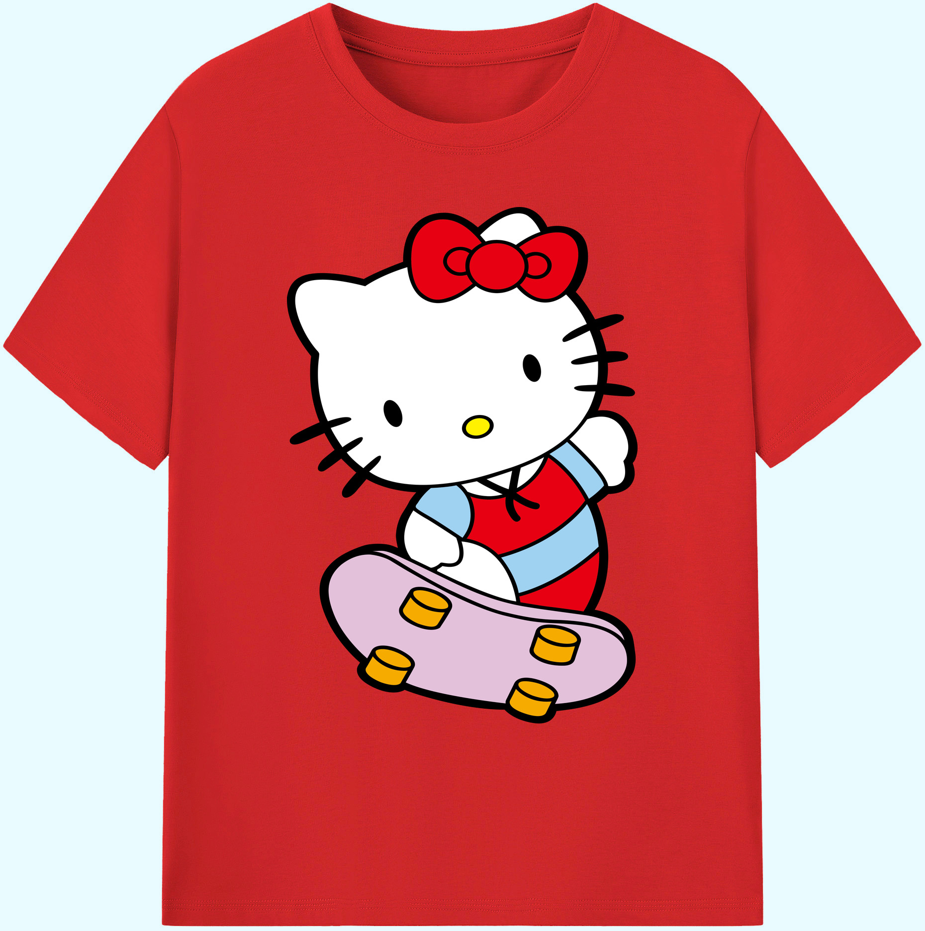 （画像用） Hello Kitty ハローキティ 綿100％ メンズ半袖Tシャツ｜肌触りやわらか＆通気性