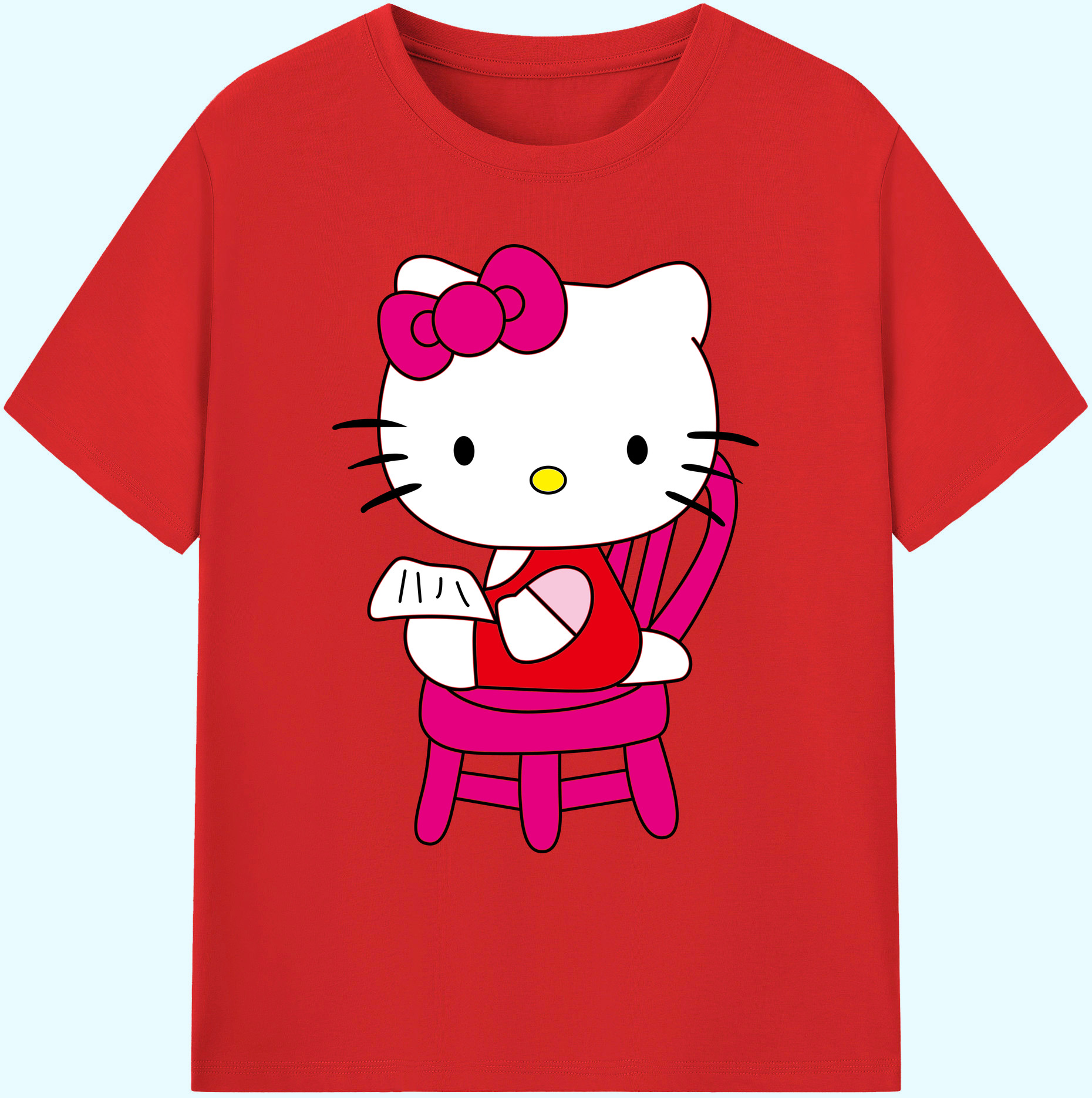 （画像用） Hello Kitty ハローキティ 綿100％ メンズ半袖Tシャツ｜肌触りやわらか＆通気性
