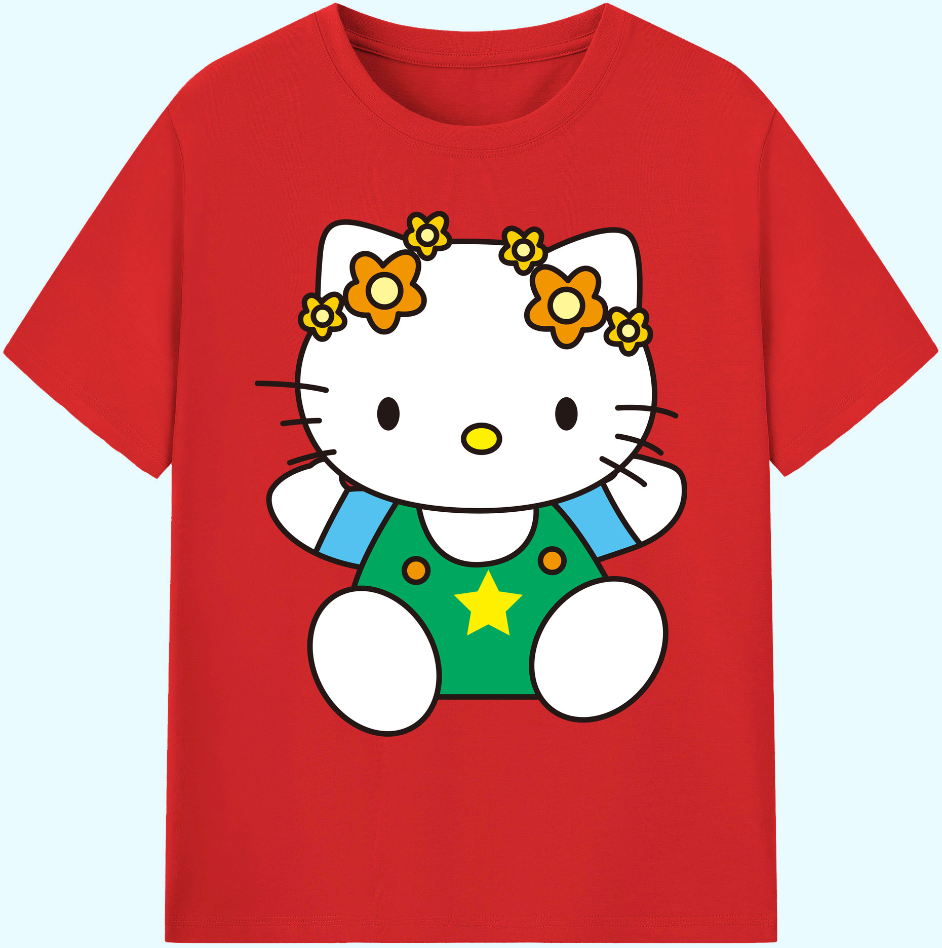 （画像用） Hello Kitty ハローキティ 綿100％ メンズ半袖Tシャツ｜肌触りやわらか＆通気性