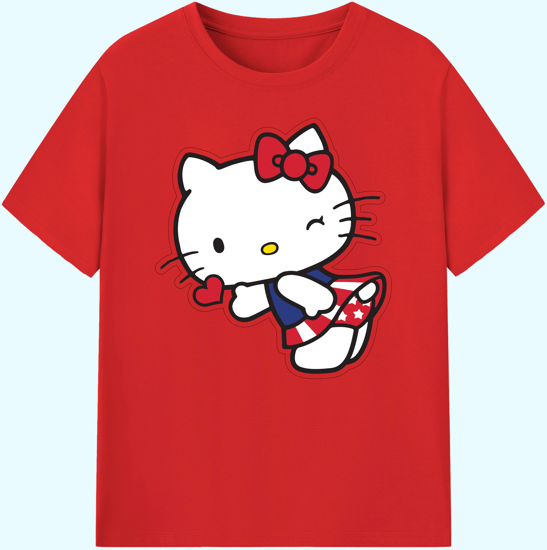 （画像用） Hello Kitty ハローキティ 綿100％ メンズ半袖Tシャツ｜肌触りやわらか＆通気性