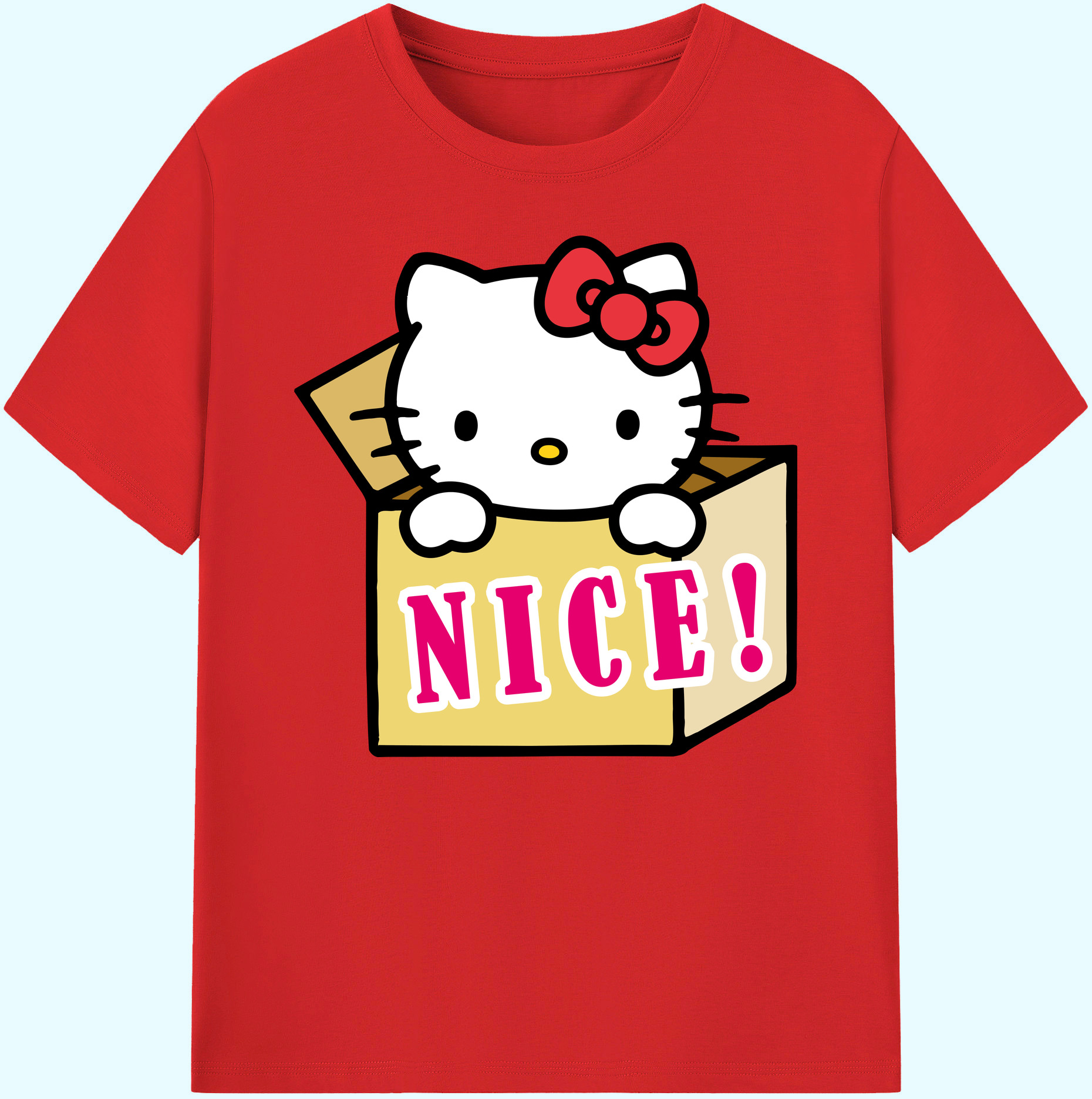 （画像用） Hello Kitty ハローキティ 綿100％ メンズ半袖Tシャツ｜肌触りやわらか＆通気性