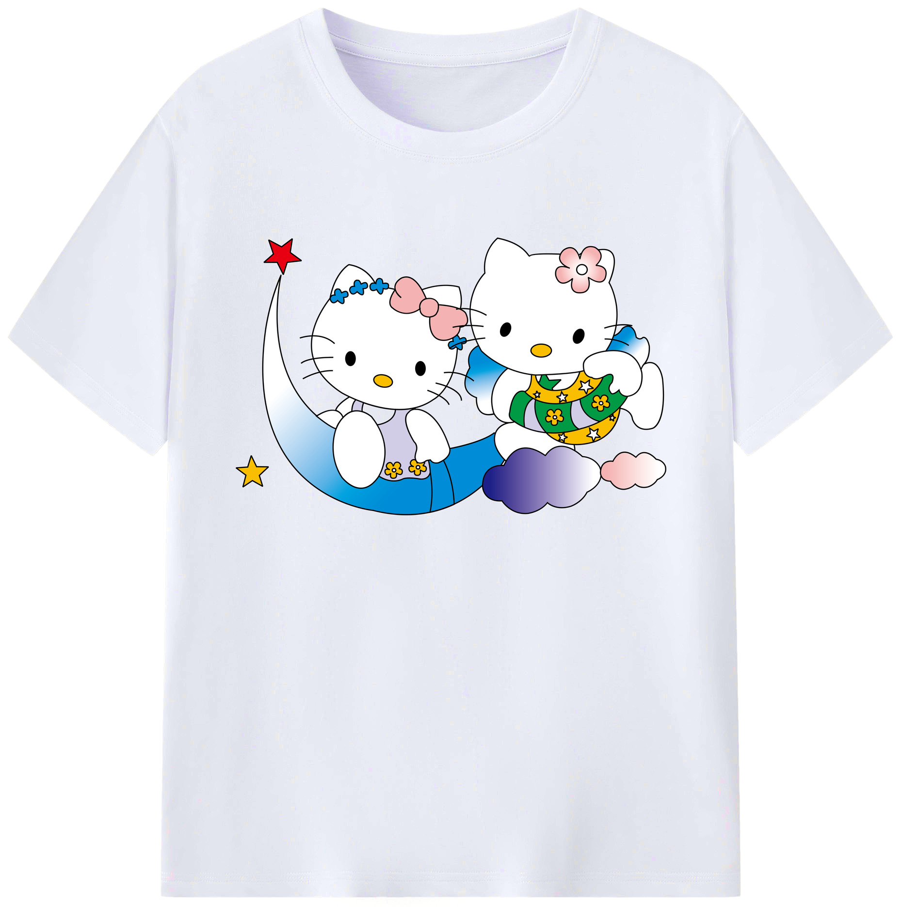 （画像用） Hello Kitty ハローキティ 綿100％ メンズ半袖Tシャツ｜肌触りやわらか＆通気性