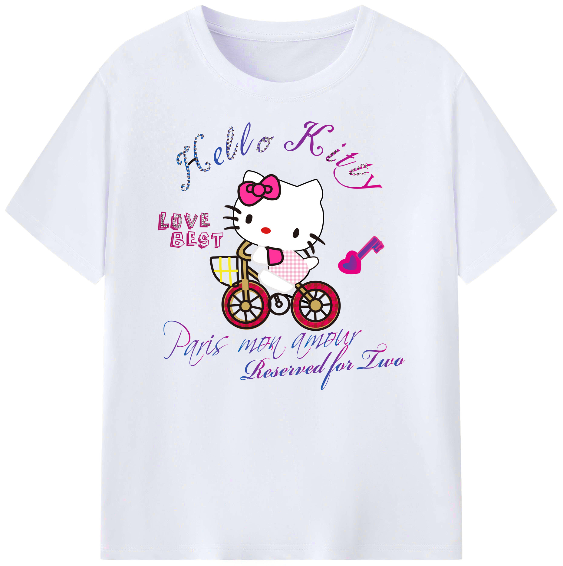 （画像用） Hello Kitty ハローキティ 綿100％ メンズ半袖Tシャツ｜肌触りやわらか＆通気性