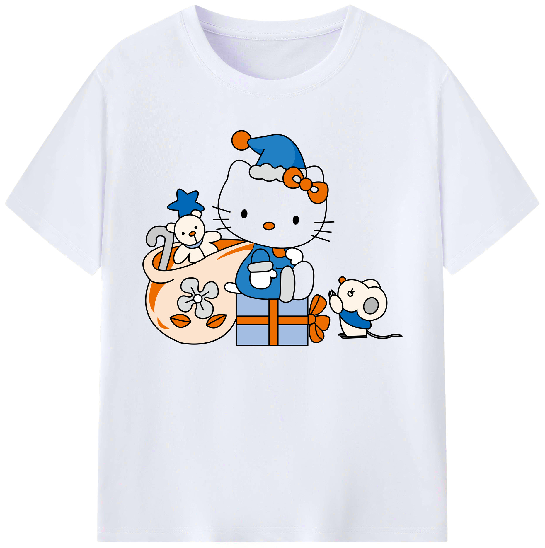 （画像用） Hello Kitty ハローキティ 綿100％ メンズ半袖Tシャツ｜肌触りやわらか＆通気性
