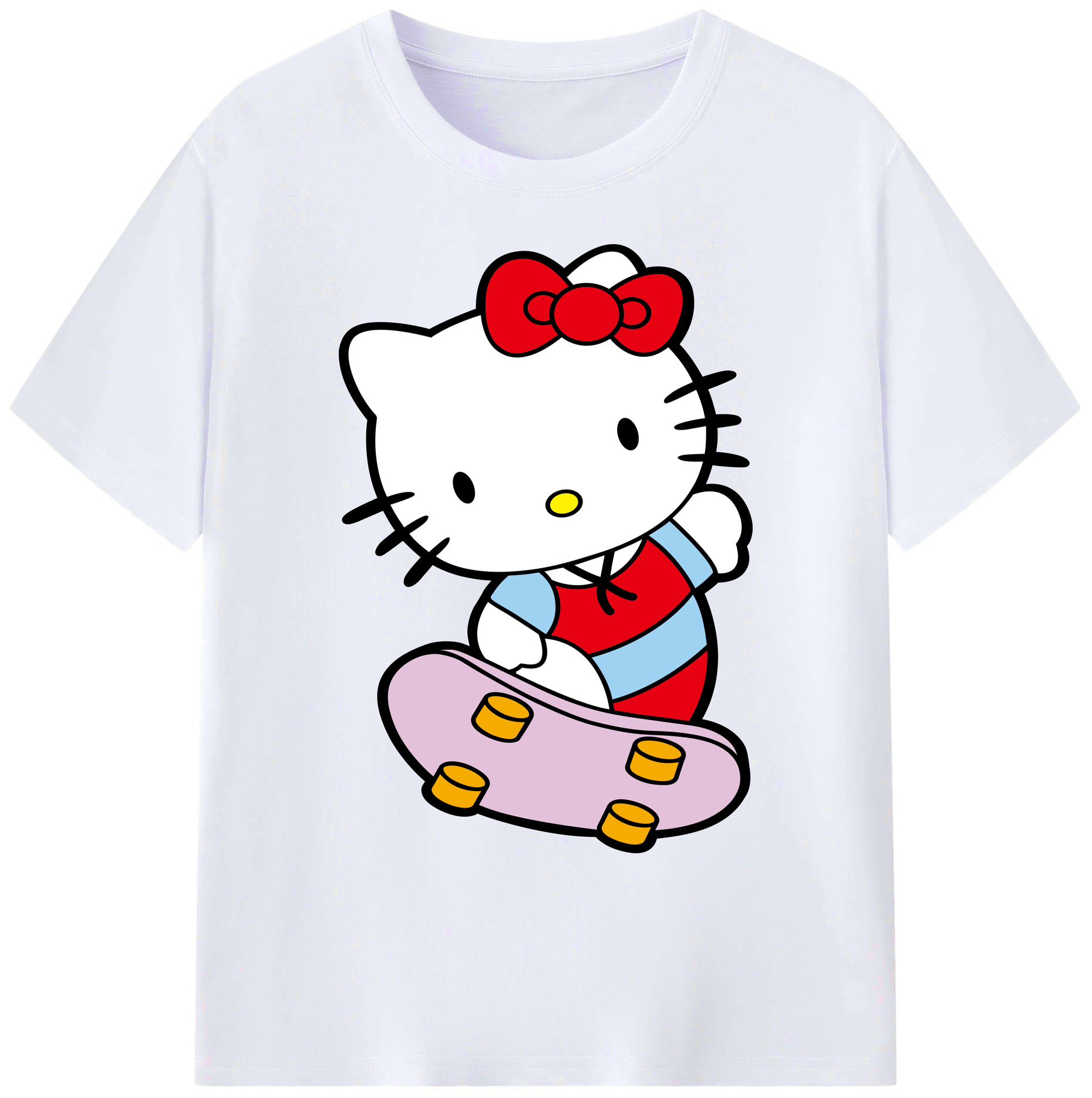 （画像用） Hello Kitty ハローキティ 綿100％ メンズ半袖Tシャツ｜肌触りやわらか＆通気性