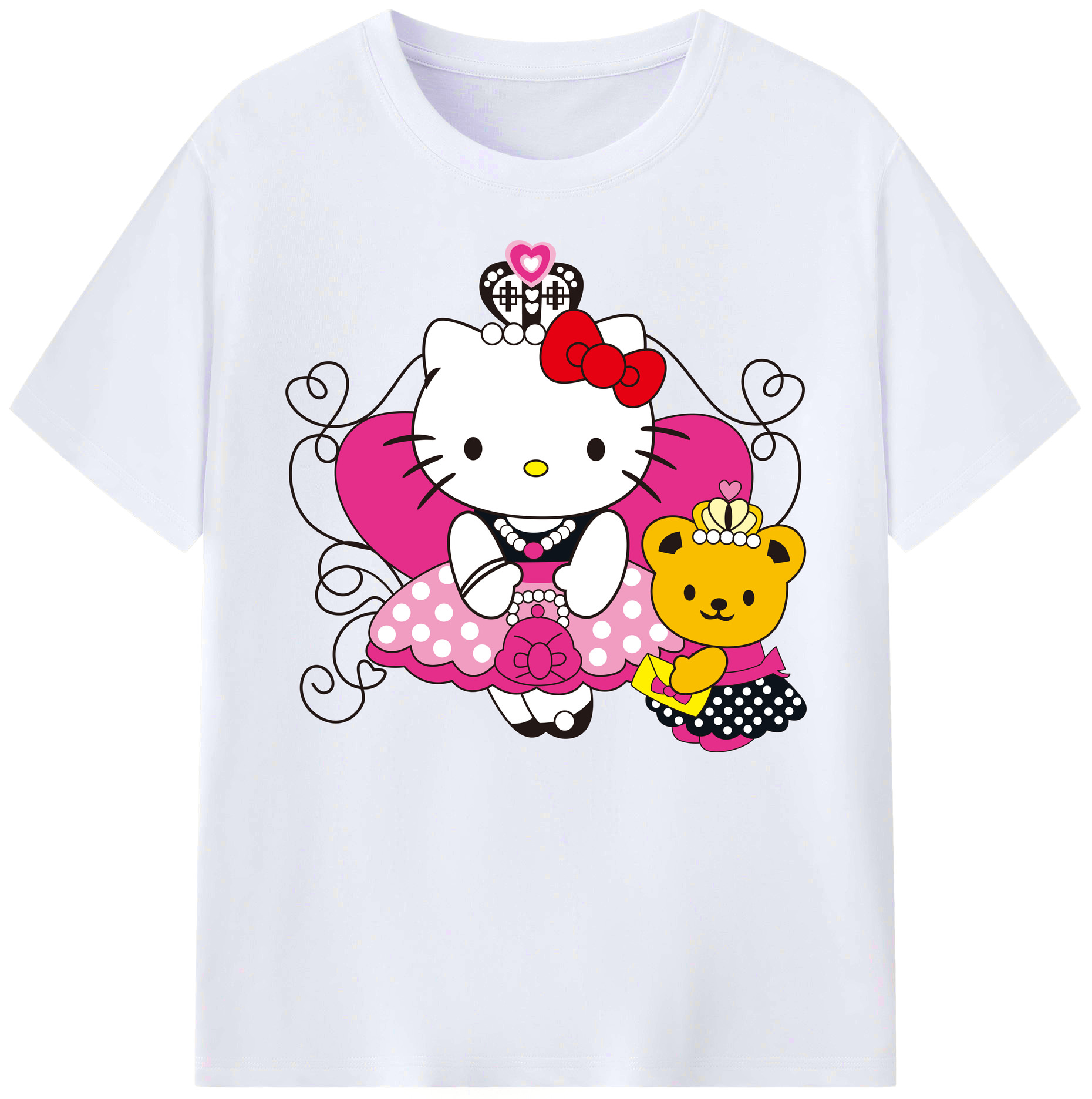 （画像用） Hello Kitty ハローキティ 綿100％ メンズ半袖Tシャツ｜肌触りやわらか＆通気性