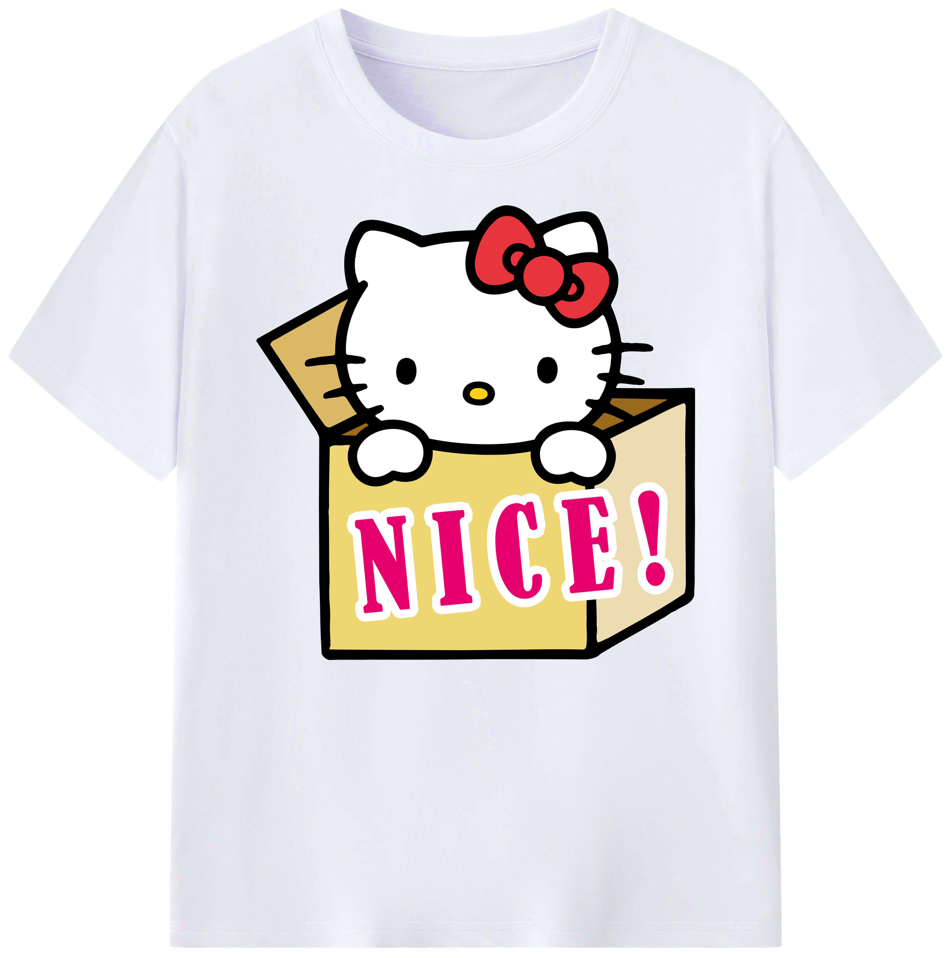 （画像用） Hello Kitty ハローキティ 綿100％ メンズ半袖Tシャツ｜肌触りやわらか＆通気性