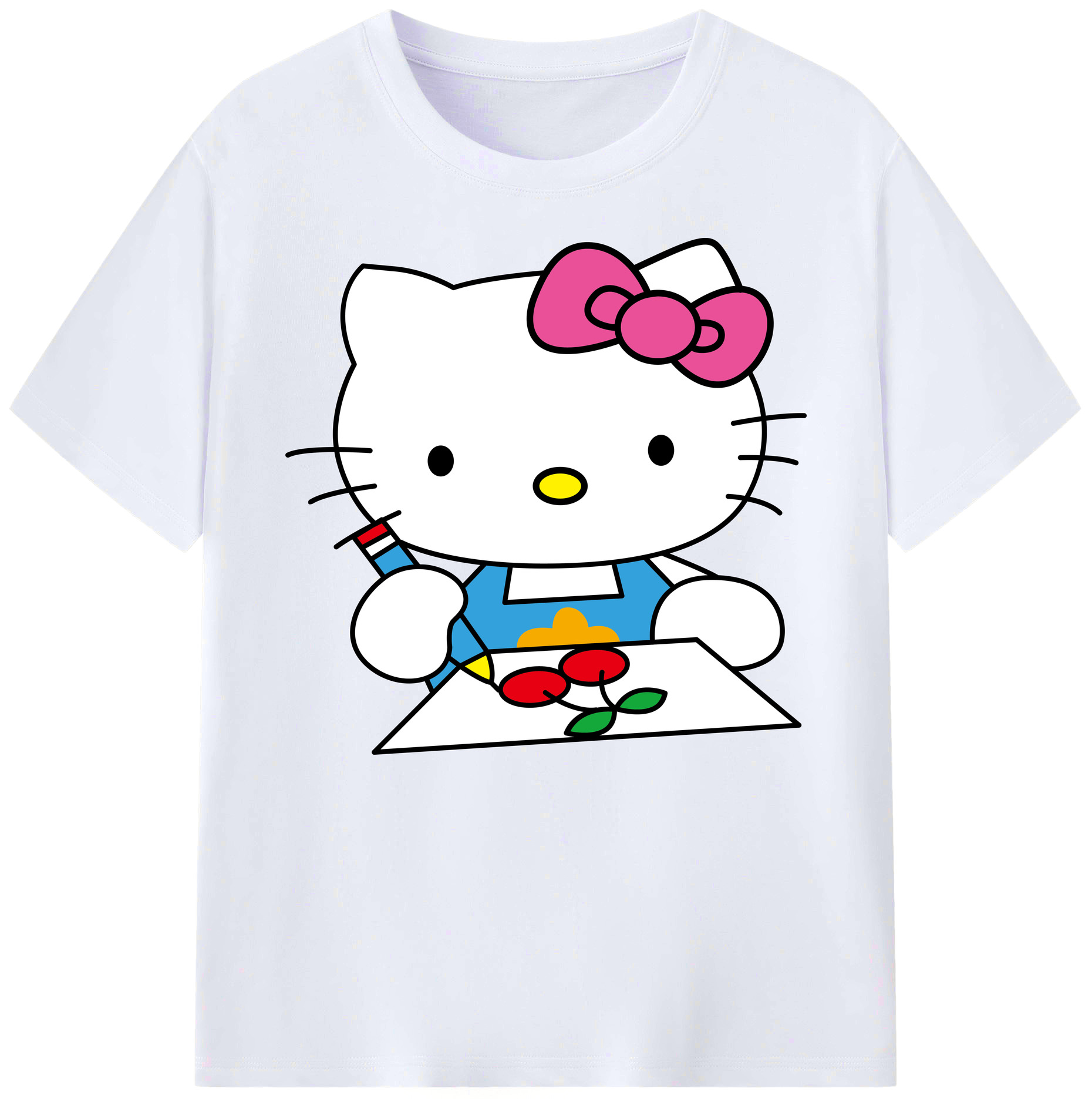 （画像用） Hello Kitty ハローキティ 綿100％ メンズ半袖Tシャツ｜肌触りやわらか＆通気性