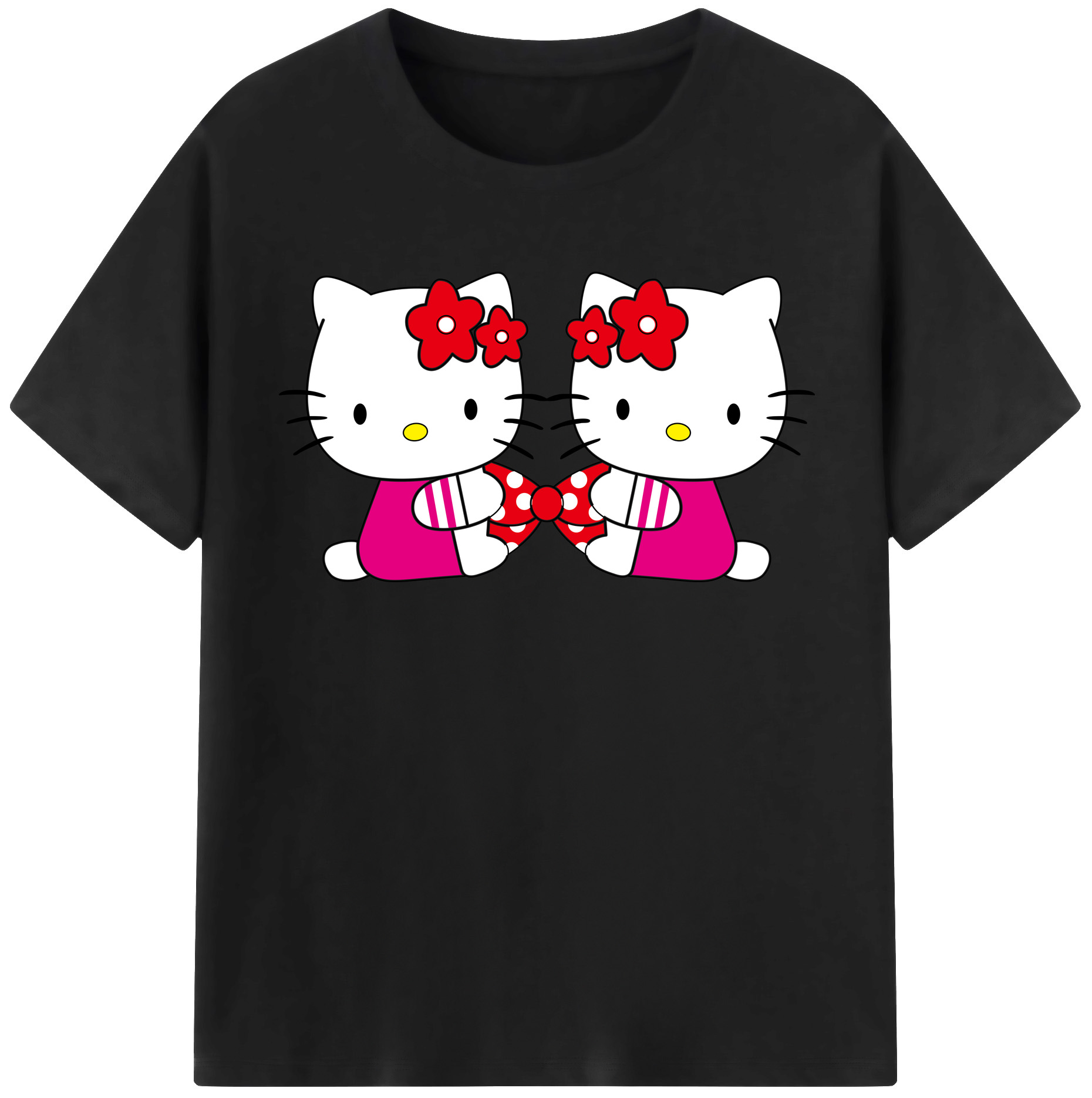 （画像用） Hello Kitty ハローキティ レディースカジュアルプリントTシャツ（綿100％）