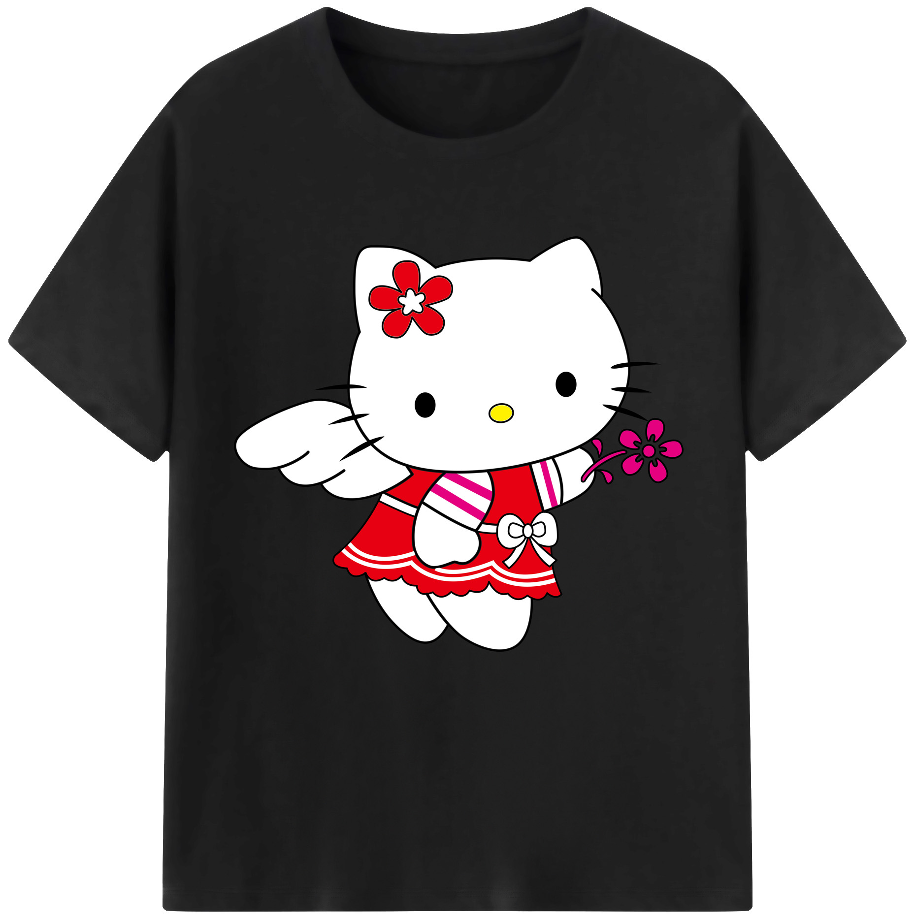 （画像用） Hello Kitty ハローキティ レディースカジュアルプリントTシャツ（綿100％）
