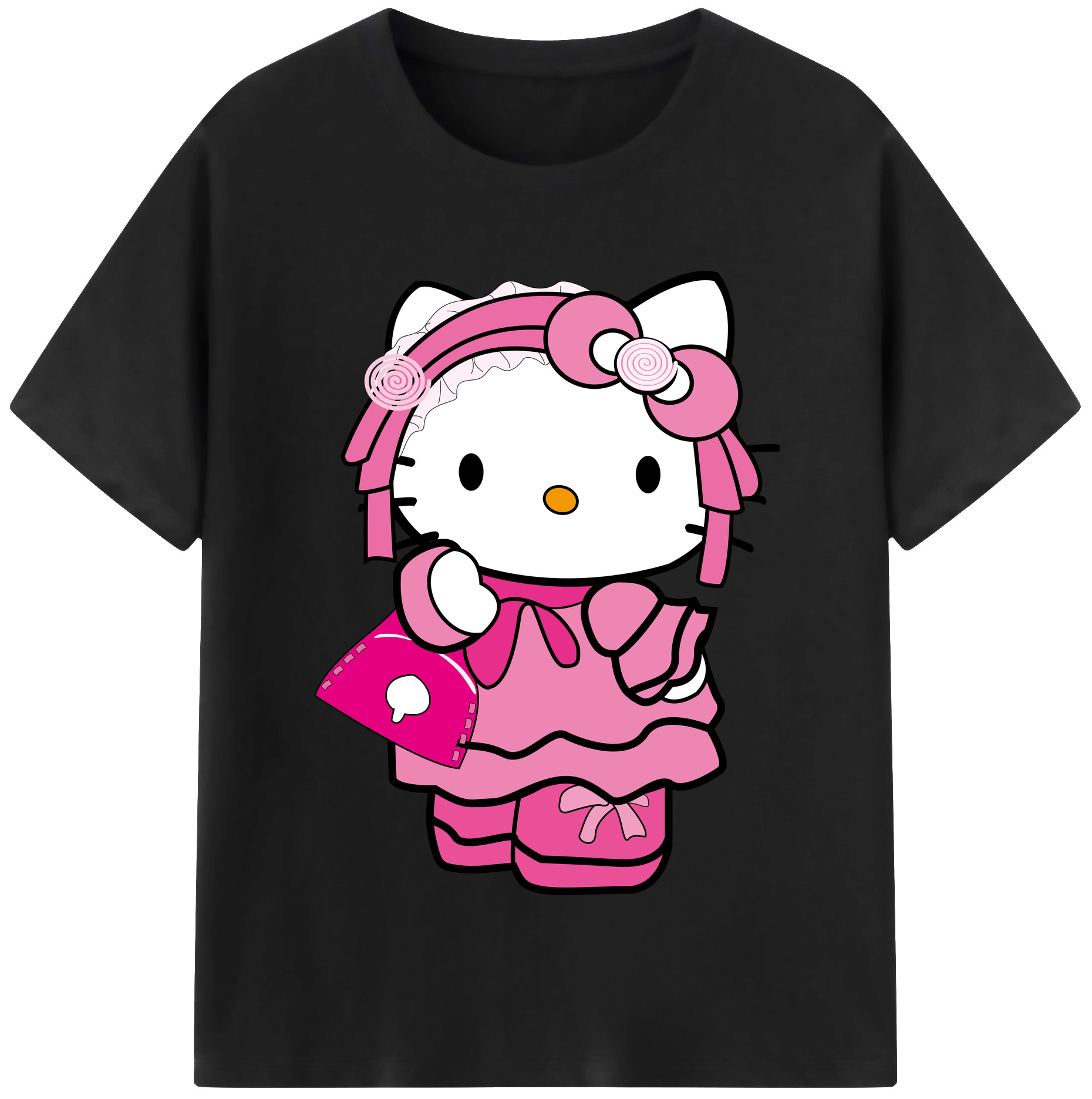 （画像用） Hello Kitty ハローキティ レディースカジュアルプリントTシャツ（綿100％）