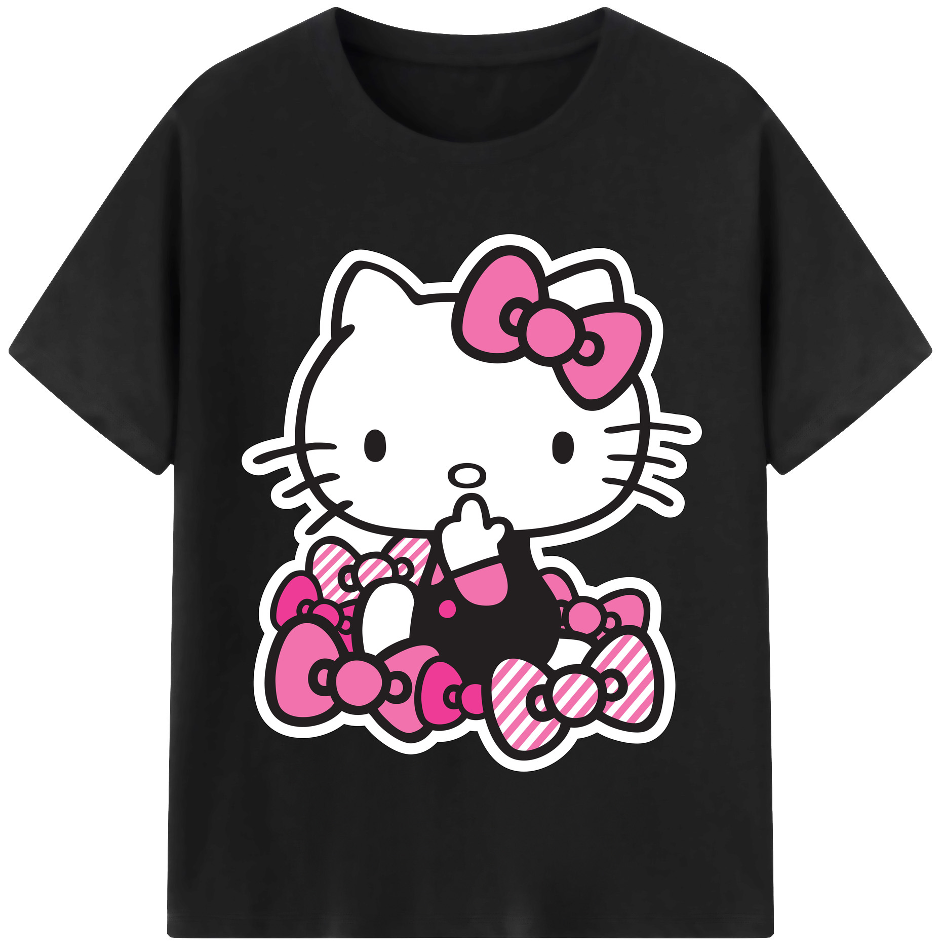 （画像用） Hello Kitty ハローキティ レディースカジュアルプリントTシャツ（綿100％）
