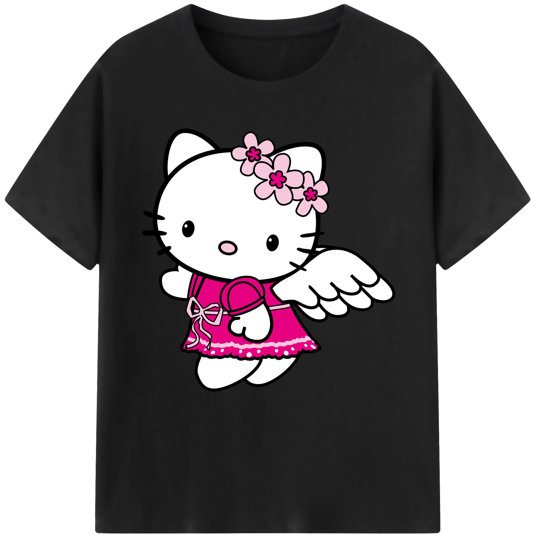 （画像用） Hello Kitty ハローキティ レディースカジュアルプリントTシャツ（綿100％）