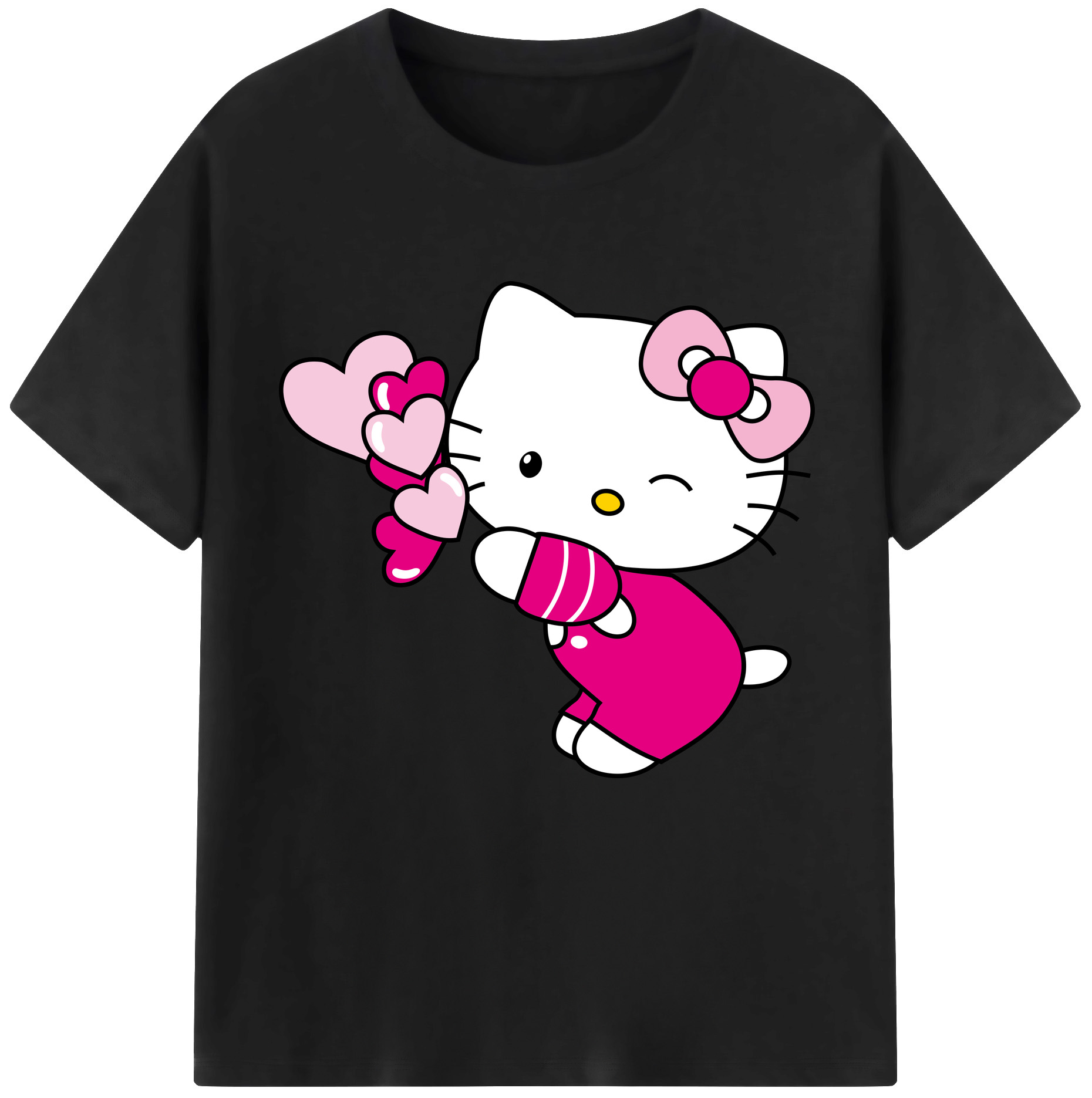 （画像用） Hello Kitty ハローキティ レディースカジュアルプリントTシャツ（綿100％）