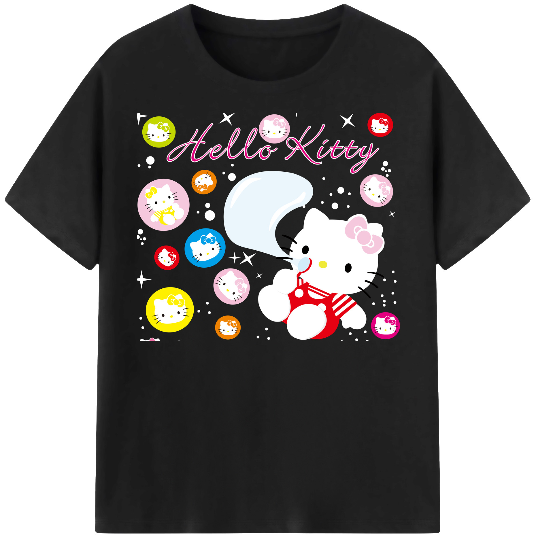 （画像用） Hello Kitty ハローキティ レディースカジュアルプリントTシャツ（綿100％）